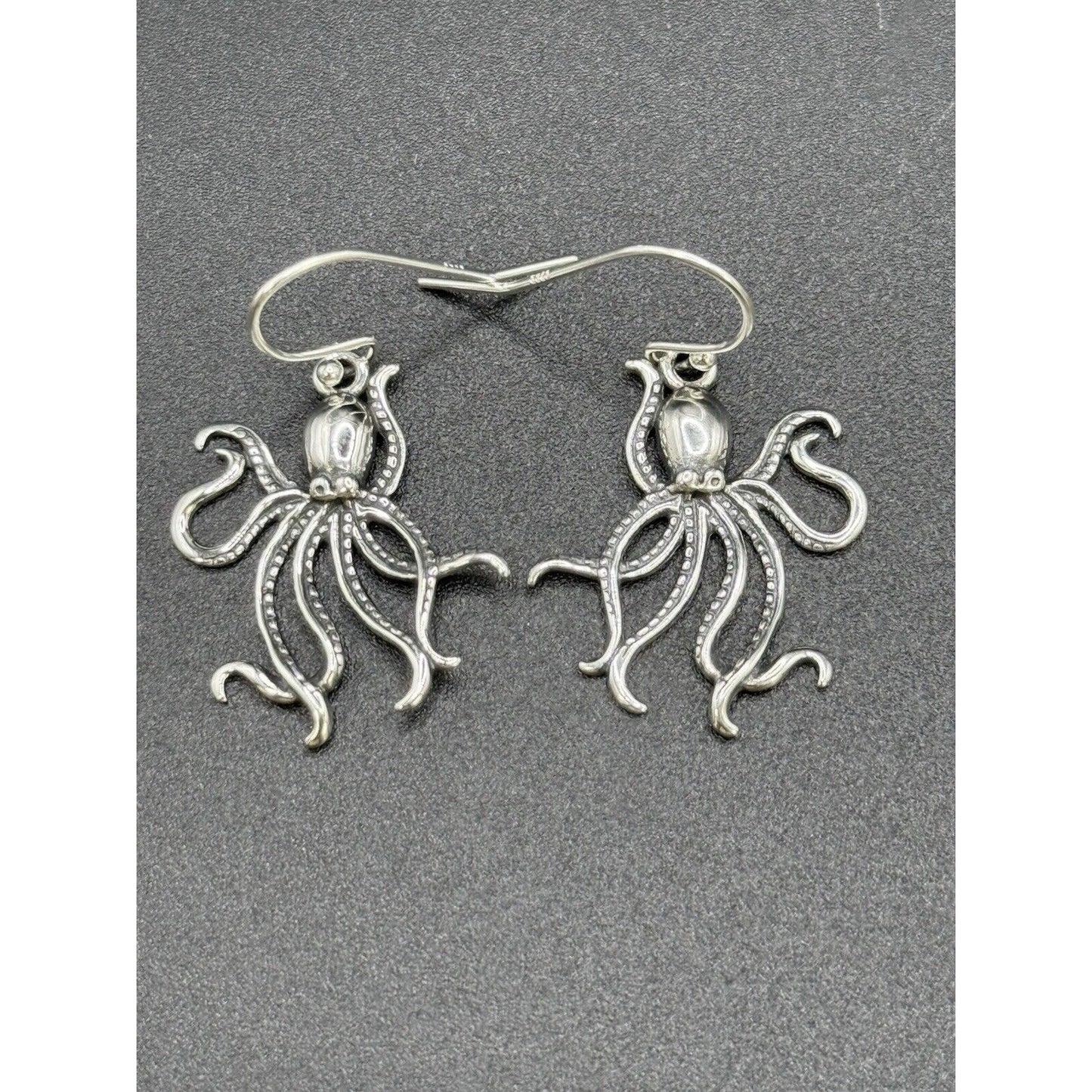 New Condition Sterling Silver Octopus Dangle Earrings 925