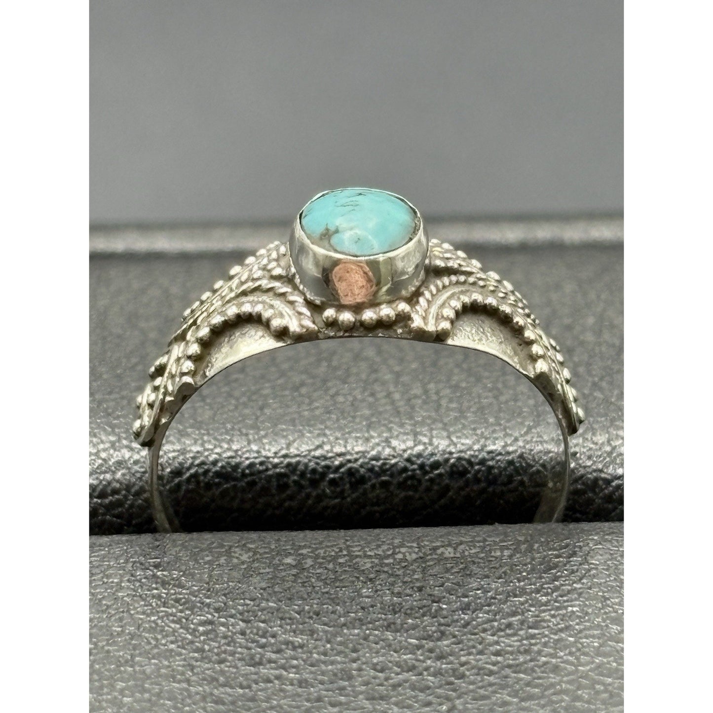 New Condition Sterling Silver Bali Turquoise Ring Size 7