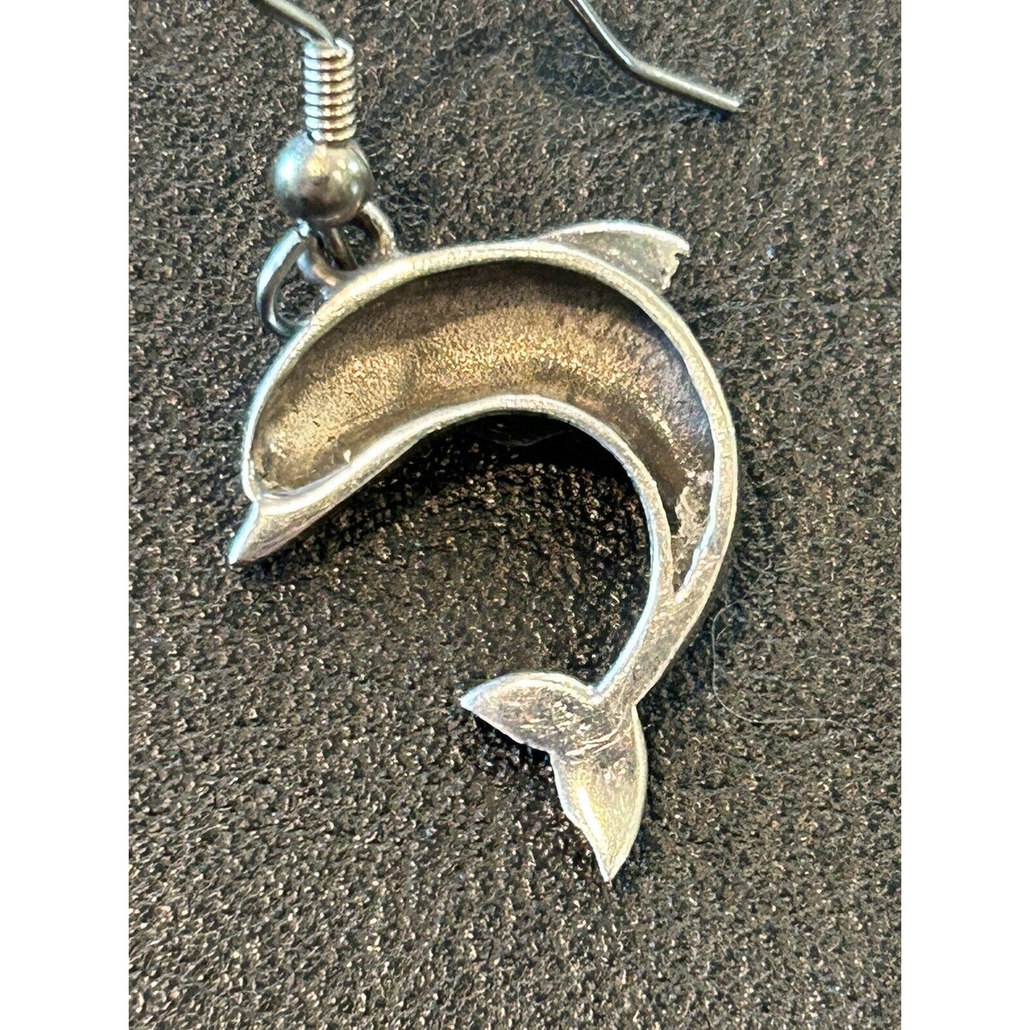 Vintage Sterling Silver Dolphin Dangle Earrings 925 K29