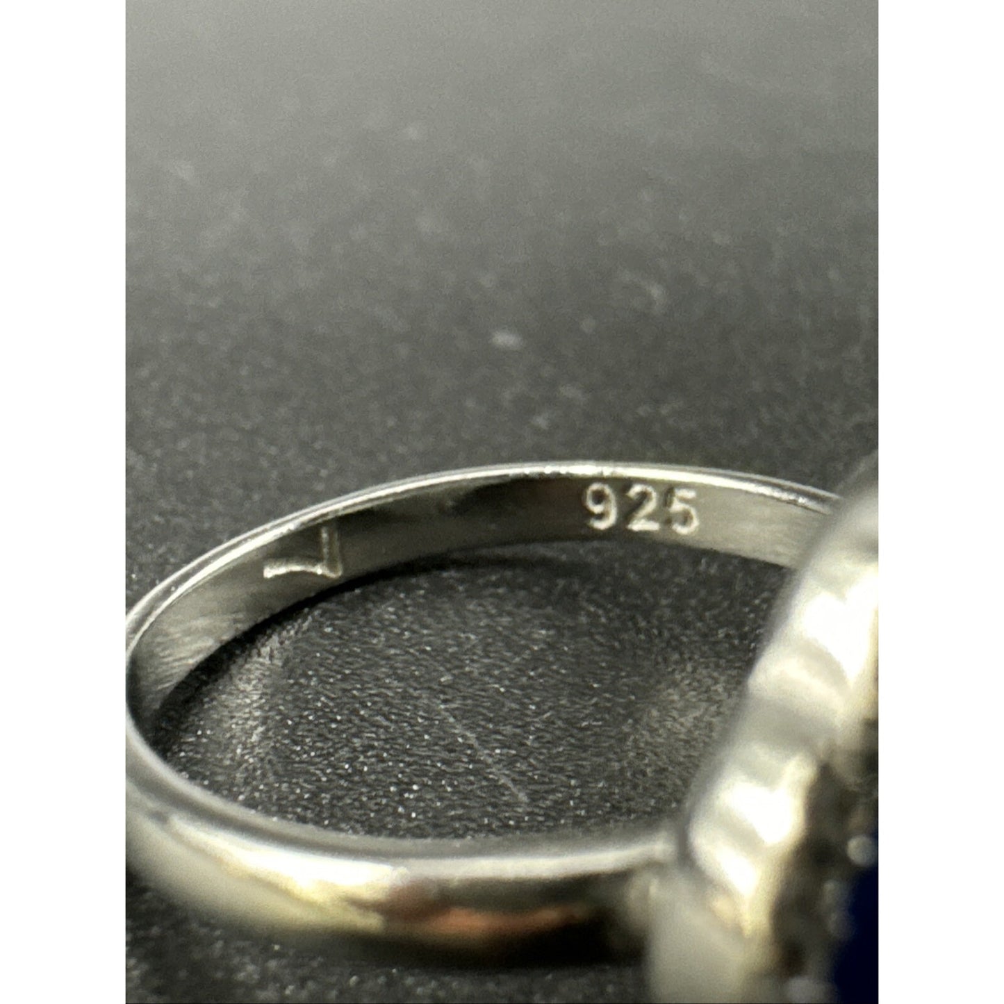 New Condition Sterling Silver Lab Blue Opal Clover CZ Ring 925 Size 7