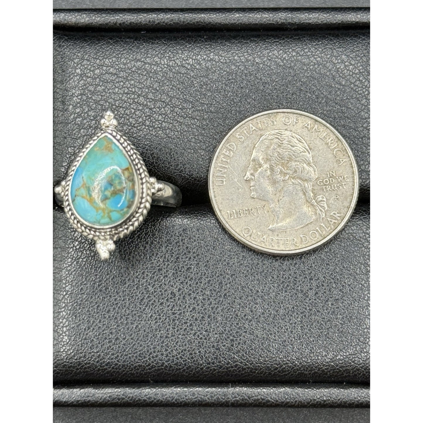 New Condition Sterling Silver Kingman Turquoise Mojave Ring Size 8.00