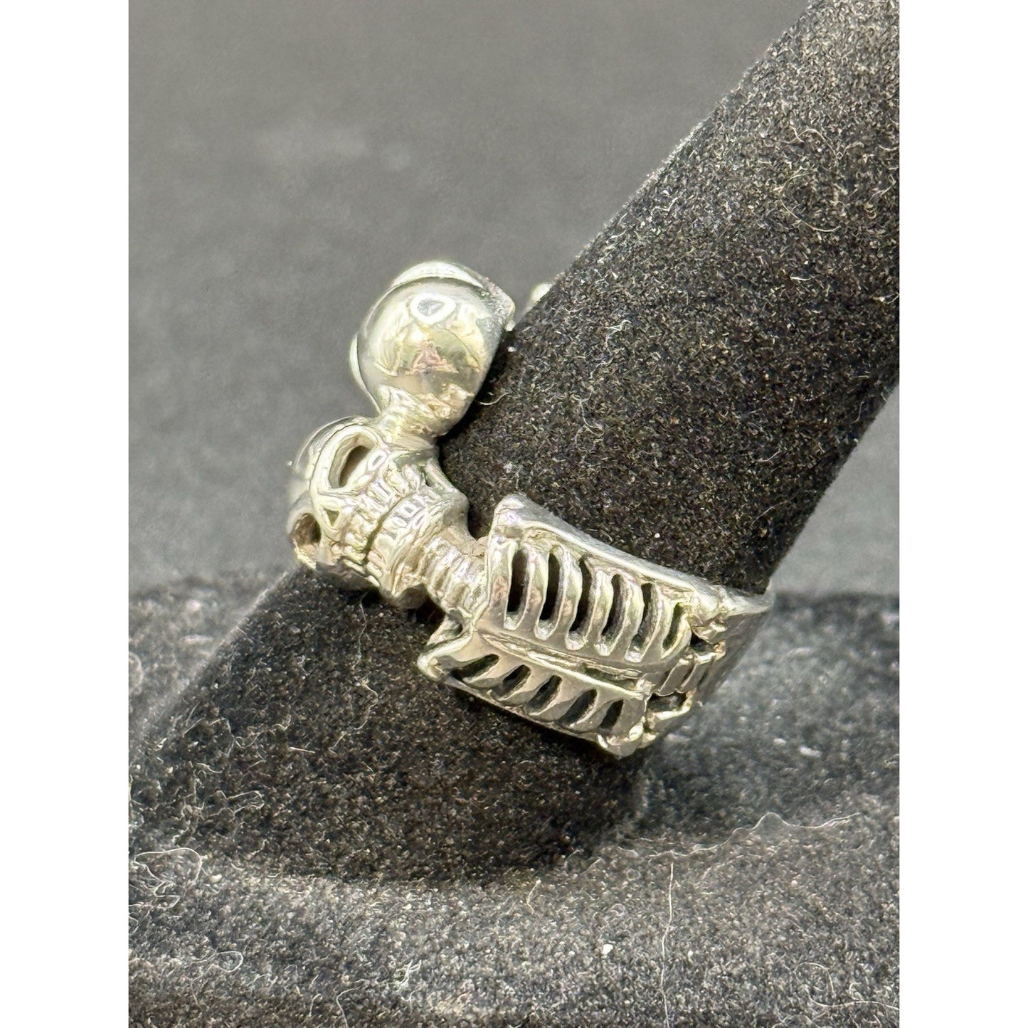 New Condition Sterling Silver Double Skeleton Ring Size 6.00
