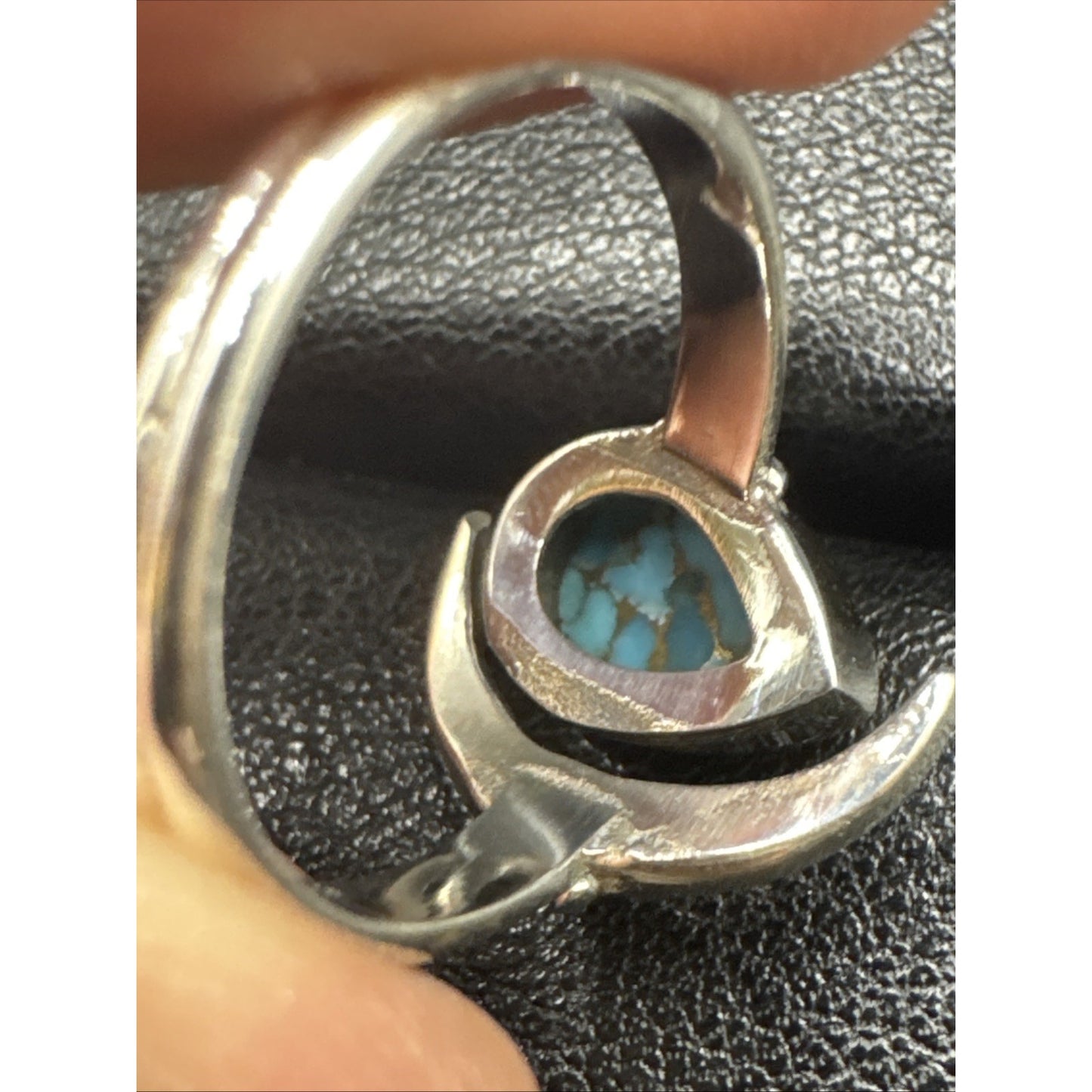 New Condition Sterling Silver Turquoise Crescent Moon Ring 925 Size 7