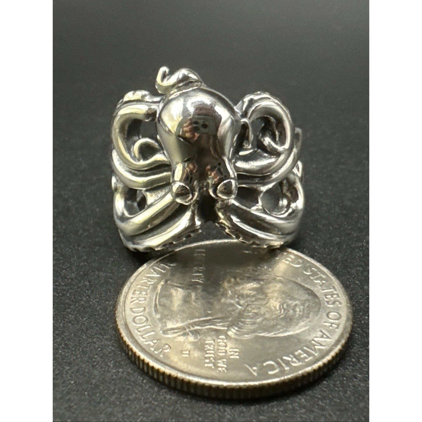 New Condition Sterling Silver Octopus Ring 925 Size 10