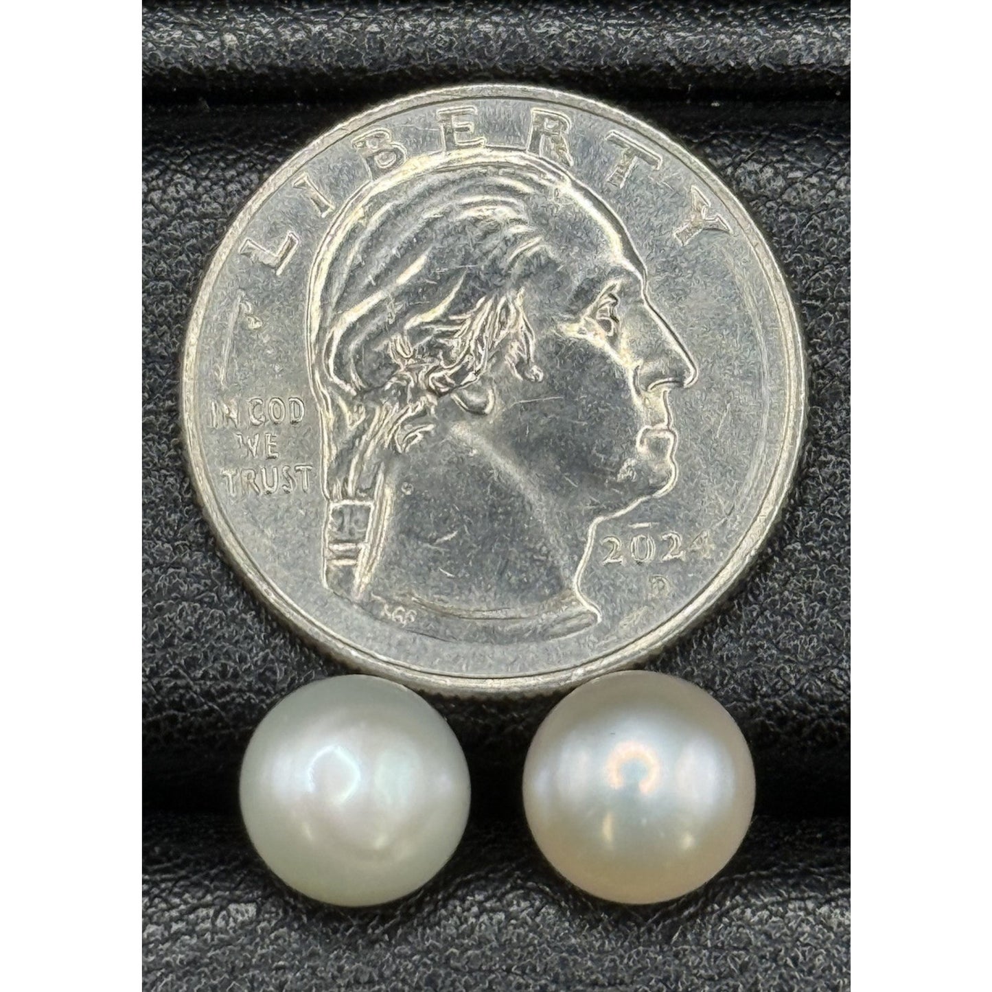 New Condition 9.0-8.5MM Sterling Silver Genuine Freshwater Pearl Stud Earrings
