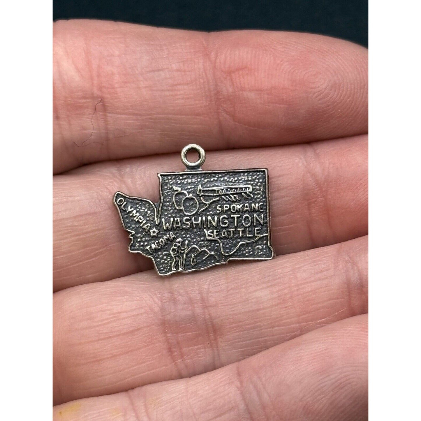 Vintage Lot Of 2 Oregon Washington Charms State 925 Sterling Silver M10