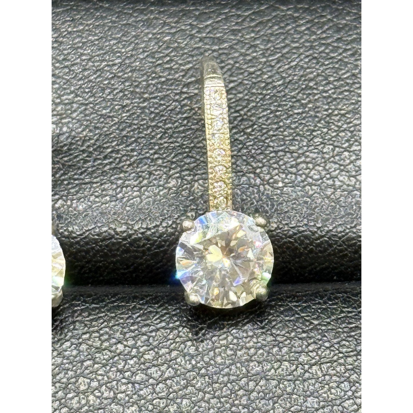 Vintage Sterling Silver Cubic Zirconia Dainty Dangle Earrings 925 P10