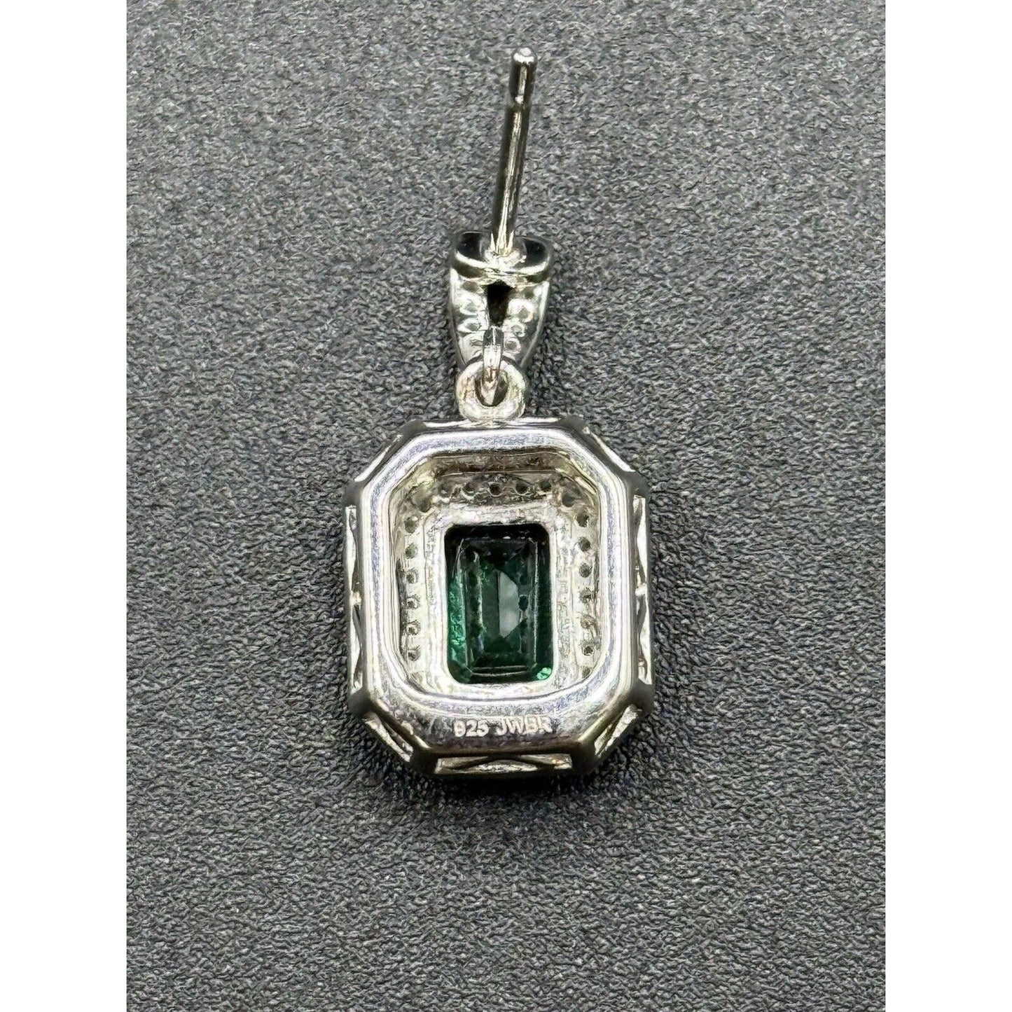 New Condition Sterling Silver Lab Created Emerald White Sapphire Earrings