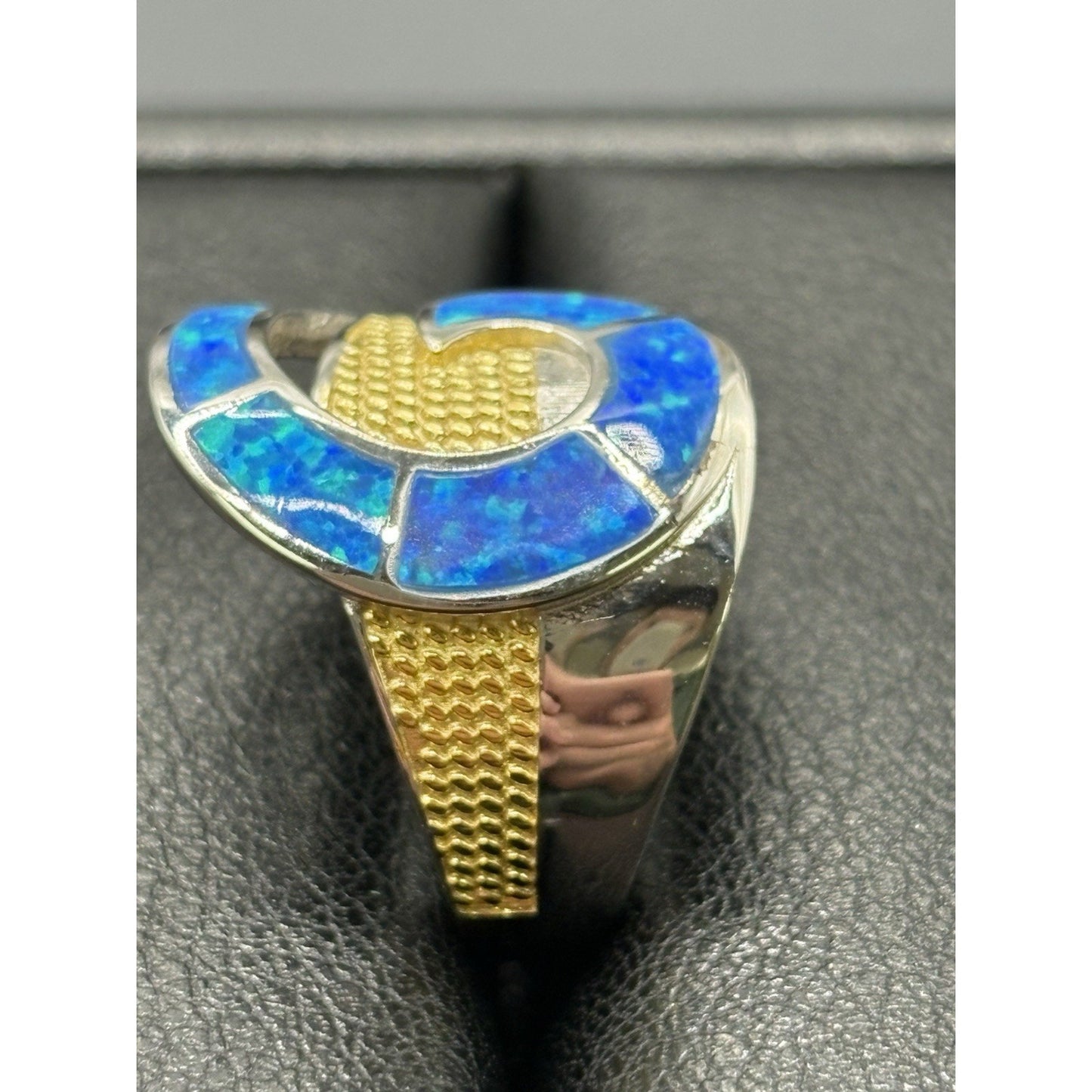 New Condition Two Tone Lab Blue Opal Ring Size 7