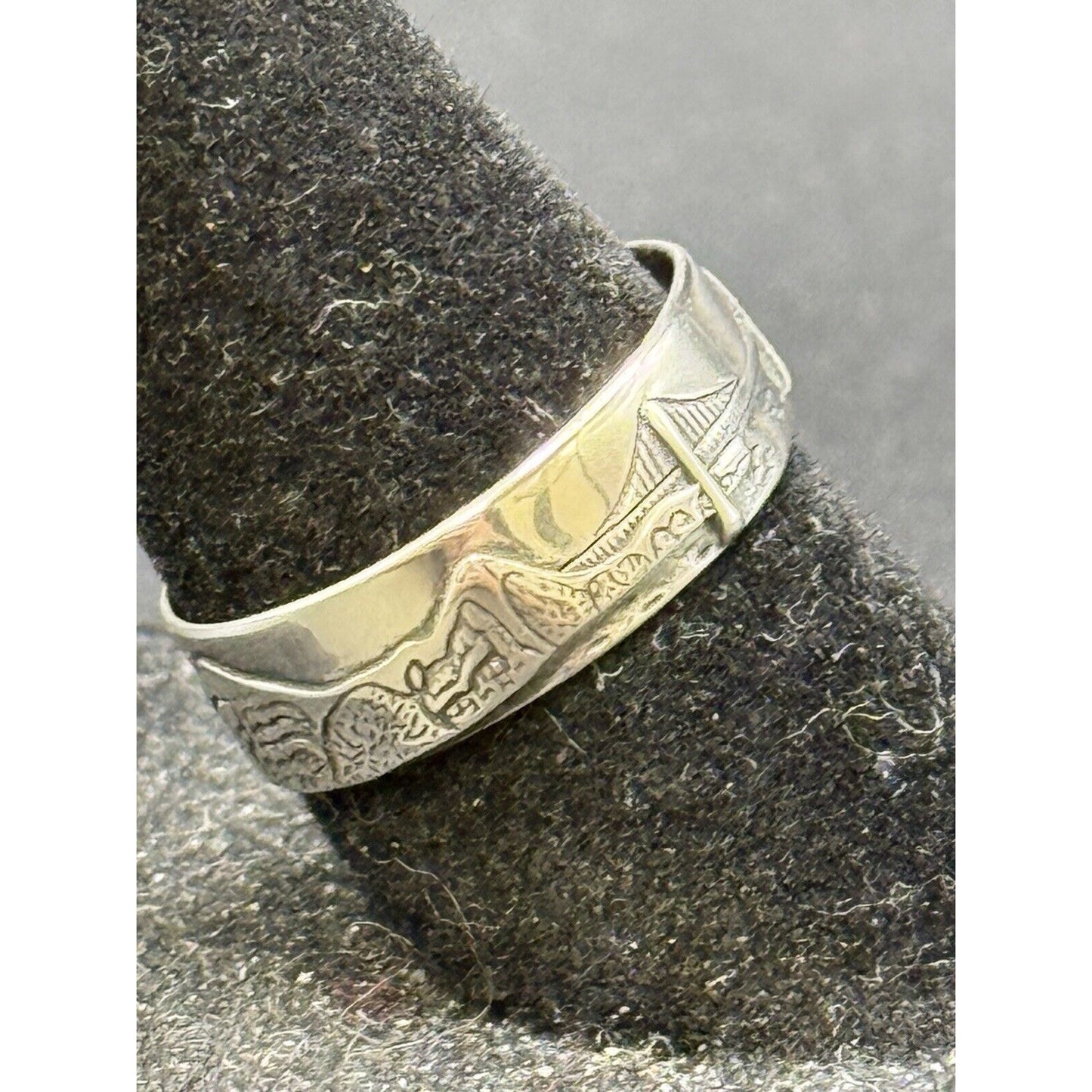 New Condition Sterling Silver Golden Gate Bridge Nature Ring Size 6.50 M8