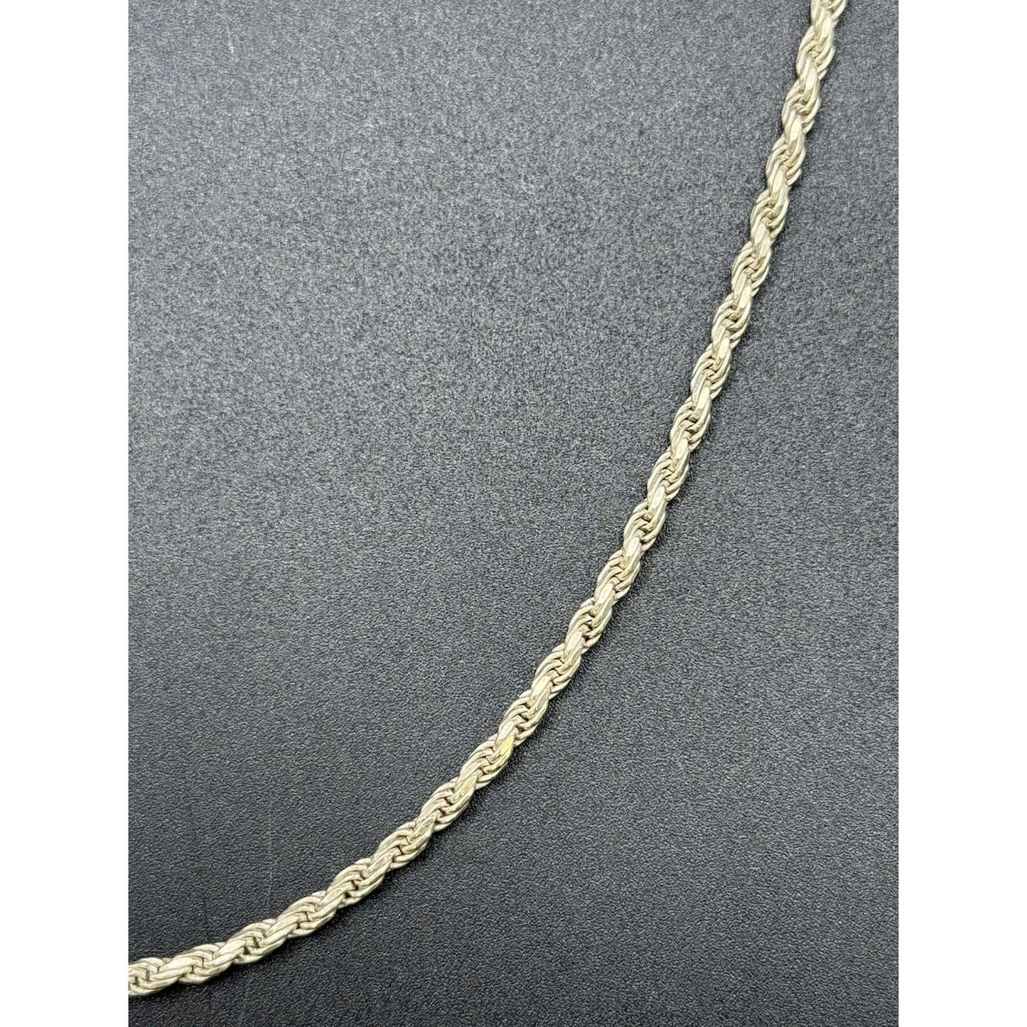 24” Vintage Sterling Silver Diamond Cut Rope 22 Grams 3MM Q7