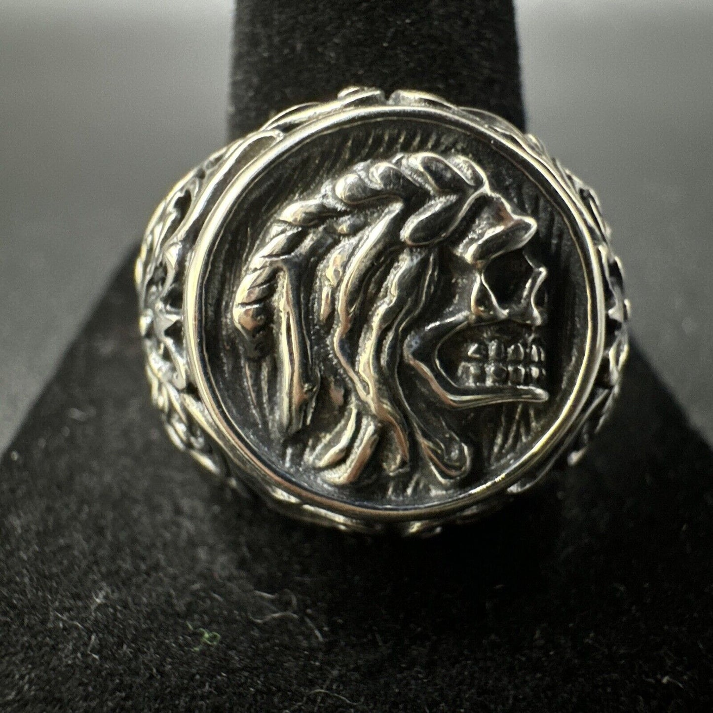 New Condition Sterling Silver Indian Skull Ring 925 Size 10