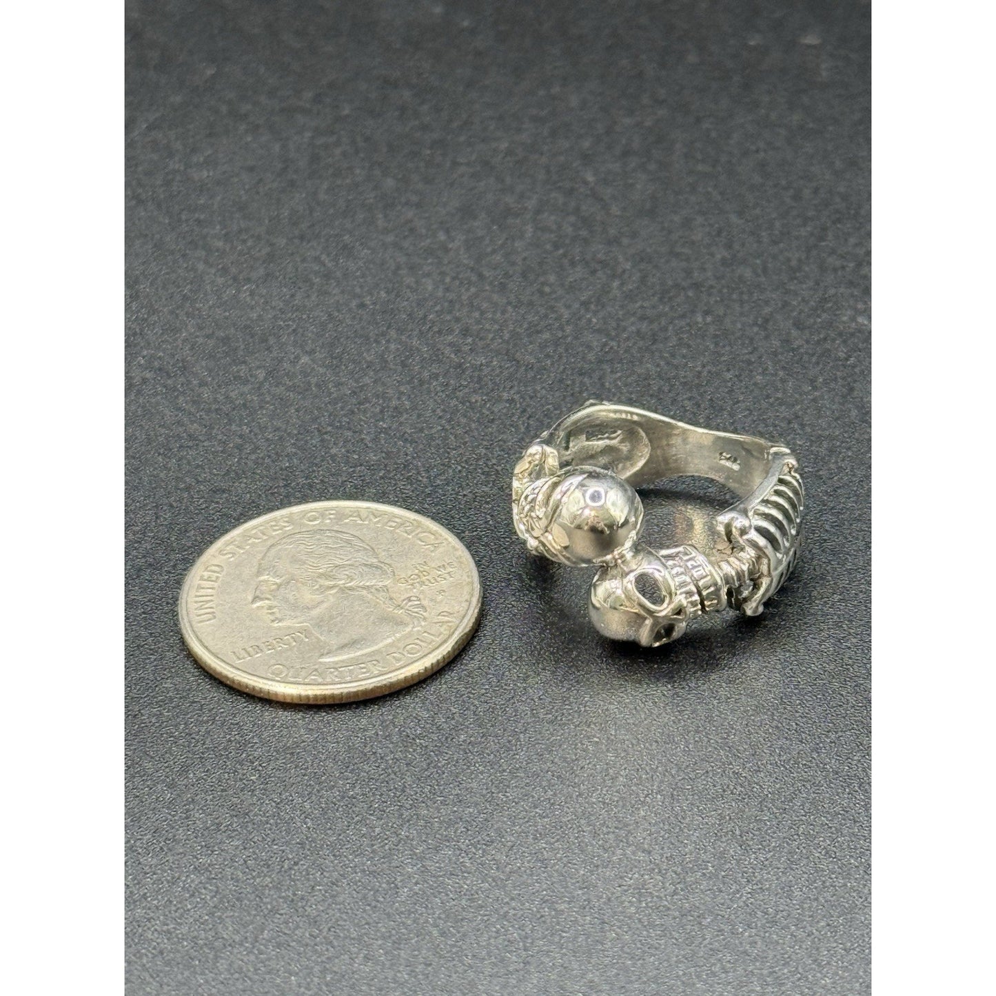 New Condition Sterling Silver Double Skeleton Ring Size 6.00