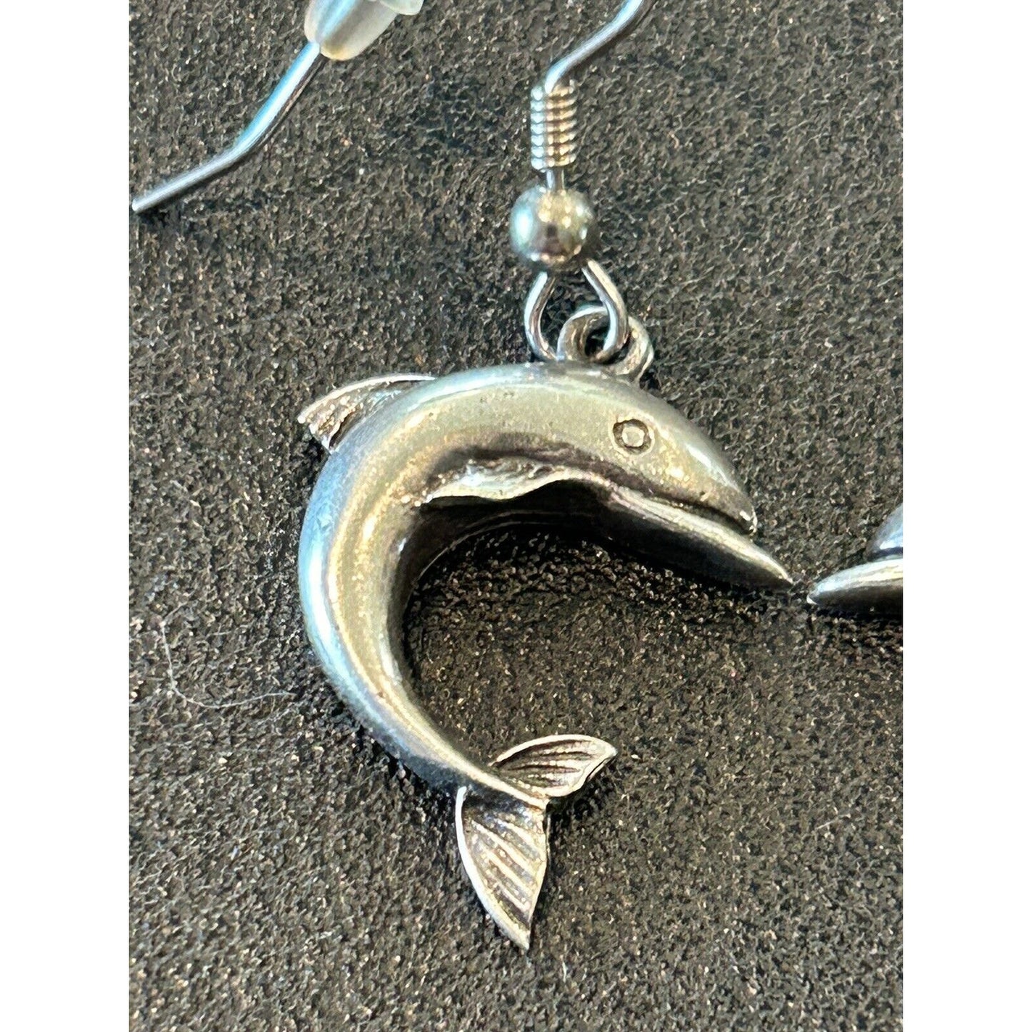 Vintage Sterling Silver Dolphin Dangle Earrings 925 K29
