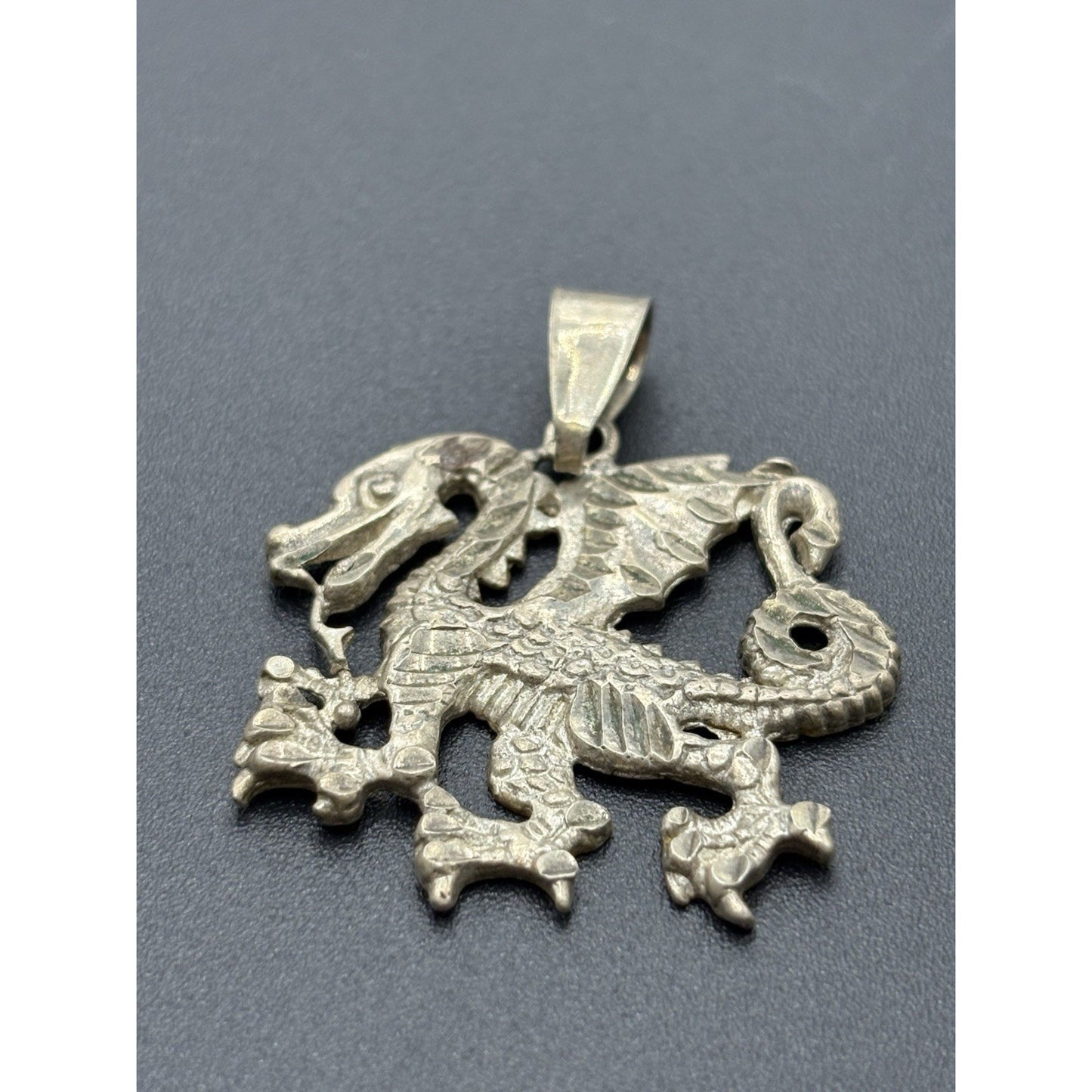 Vintage Sterling Silver Dragon Pendant Charm 5 Grams W18