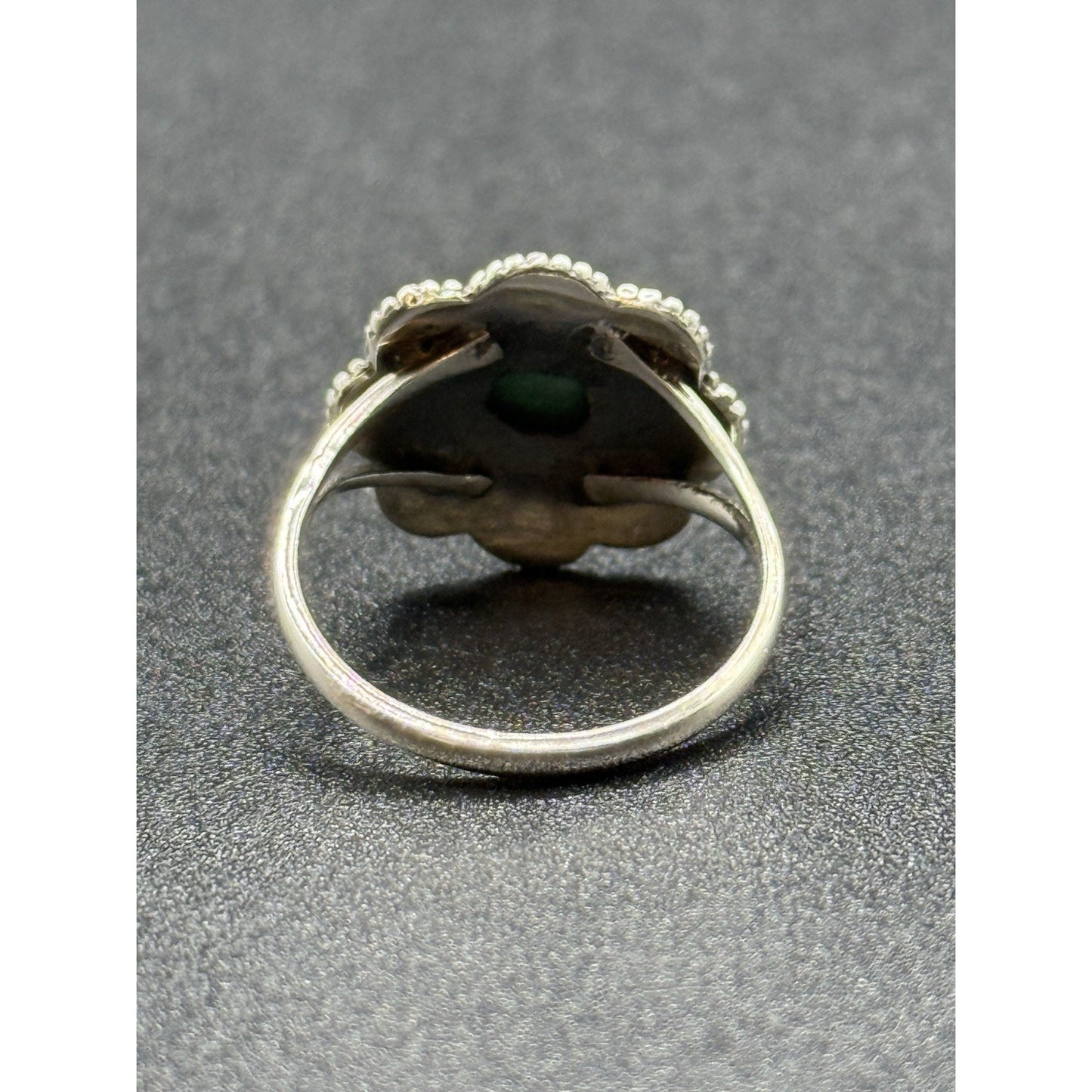 Excellent Used Condition Sterling Silver Genuine Malachite Ring Size 7.00 P19