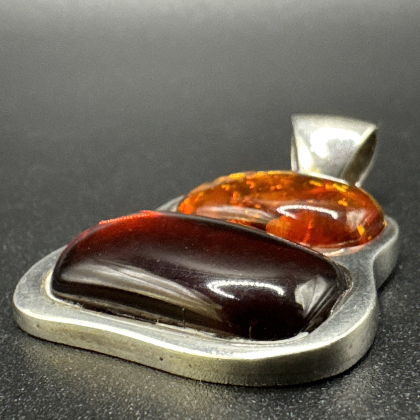 Modernist Sterling Silver Multi Amber Statement Pendant 925 P2