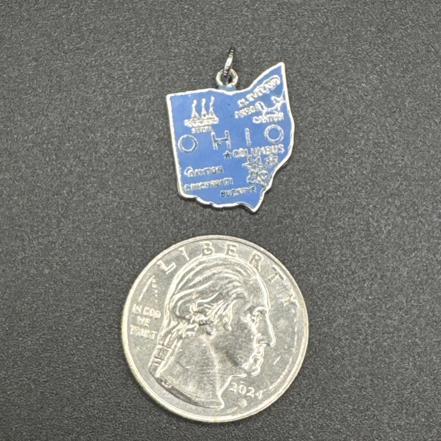 Vintage Sterling Silver Blue Enamel Charm 925 P2