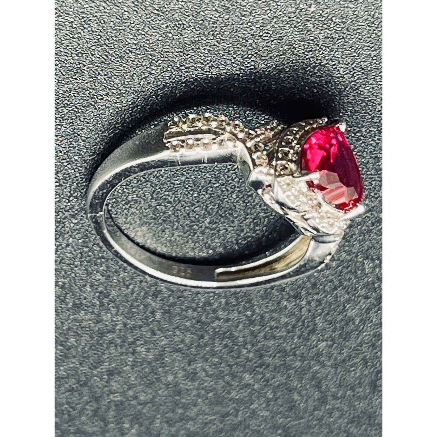 STS Sterling Silver Lab Created Ruby White Sapphire Ring Size 6.50 K18