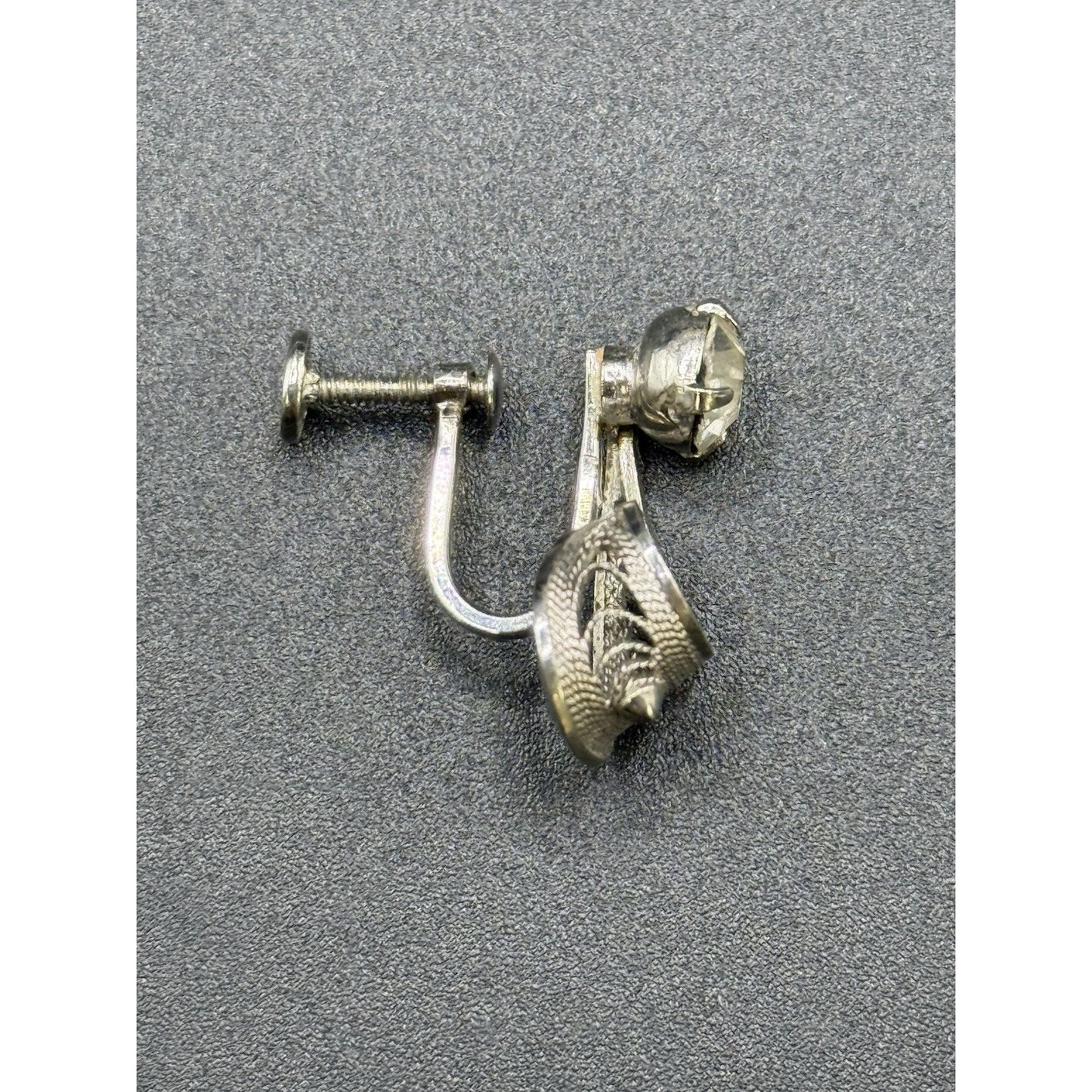 Ann Lee Sterling Silver Rhinestone Screw Back Earrings P3