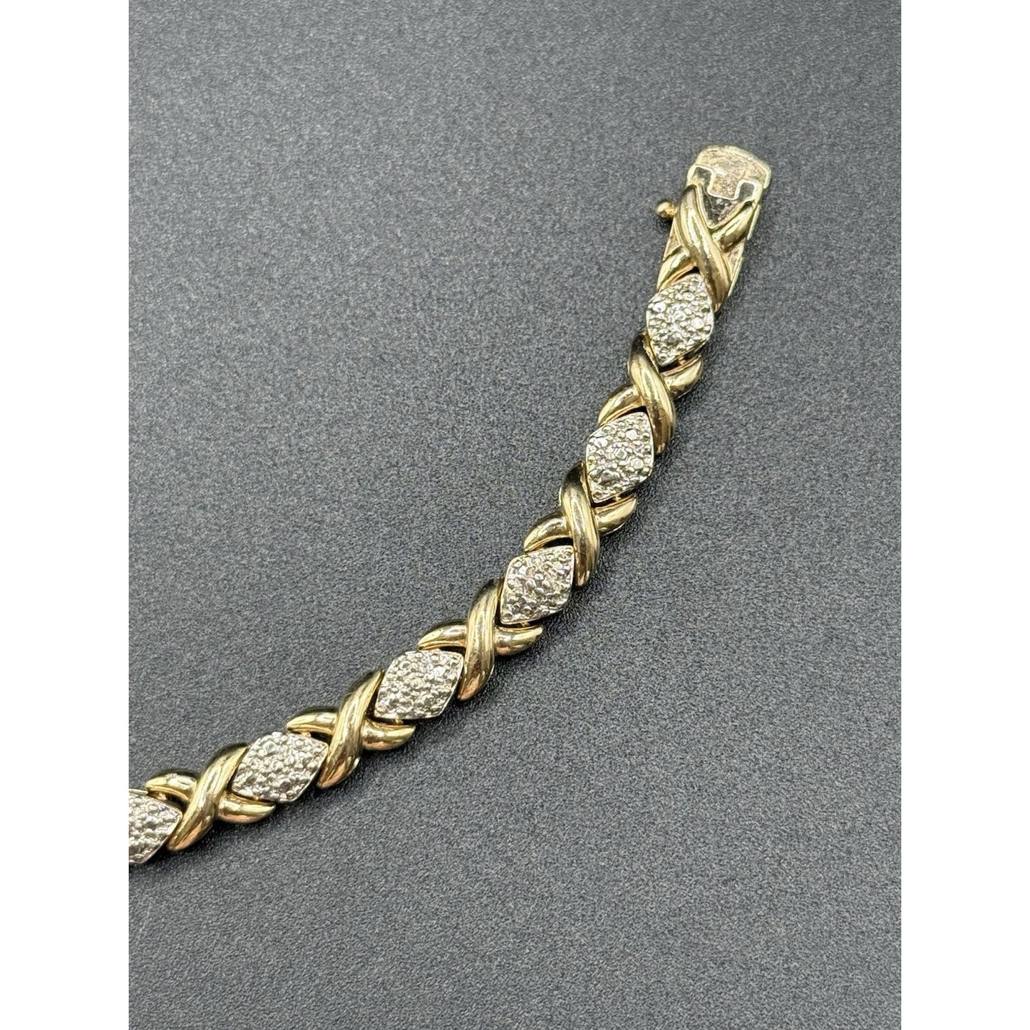 7.5” Gold Sterling Silver Illusion Bracelet 17 Grams P6