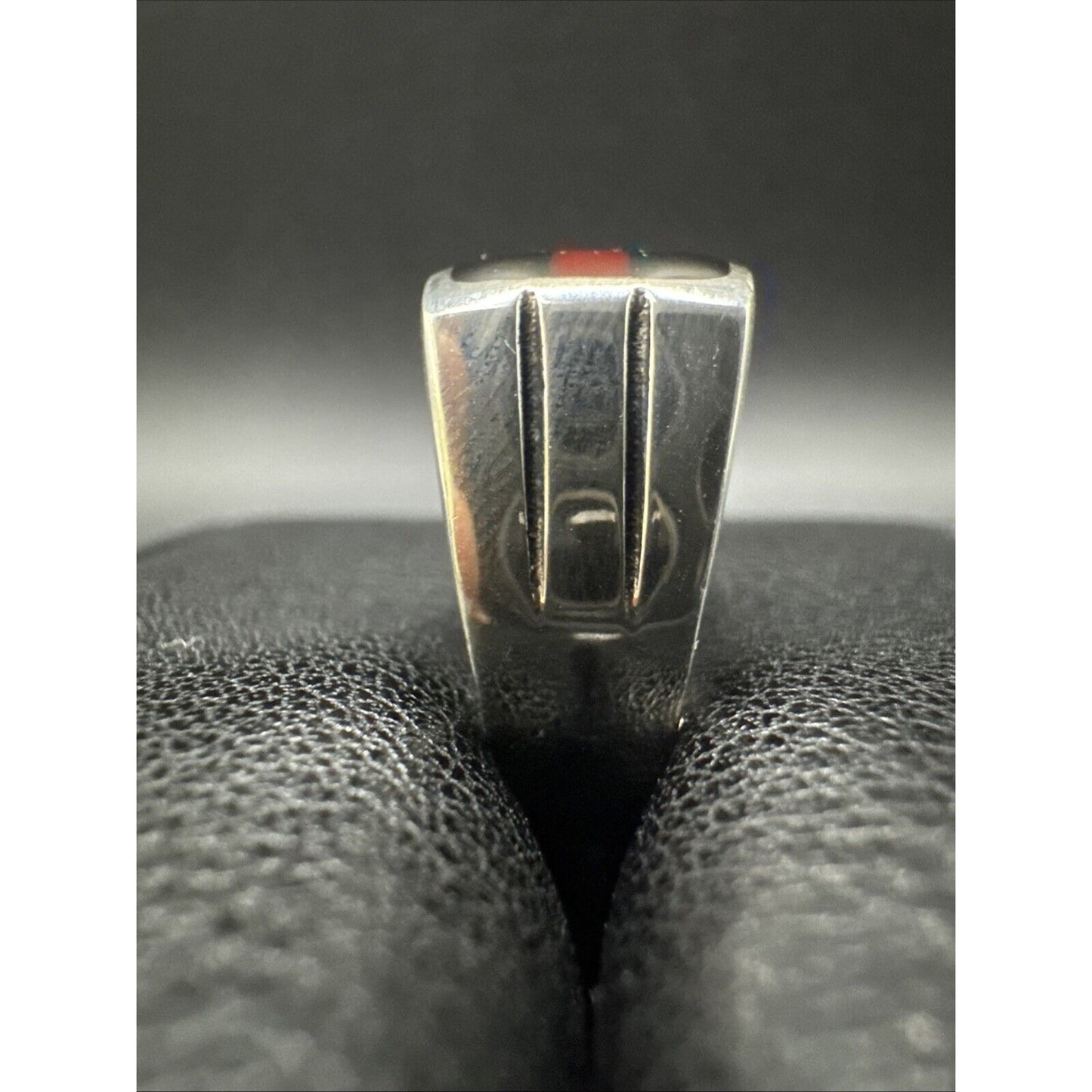 New Condition Sterling Silver Onyx Jasper Band Ring 925 Size 10