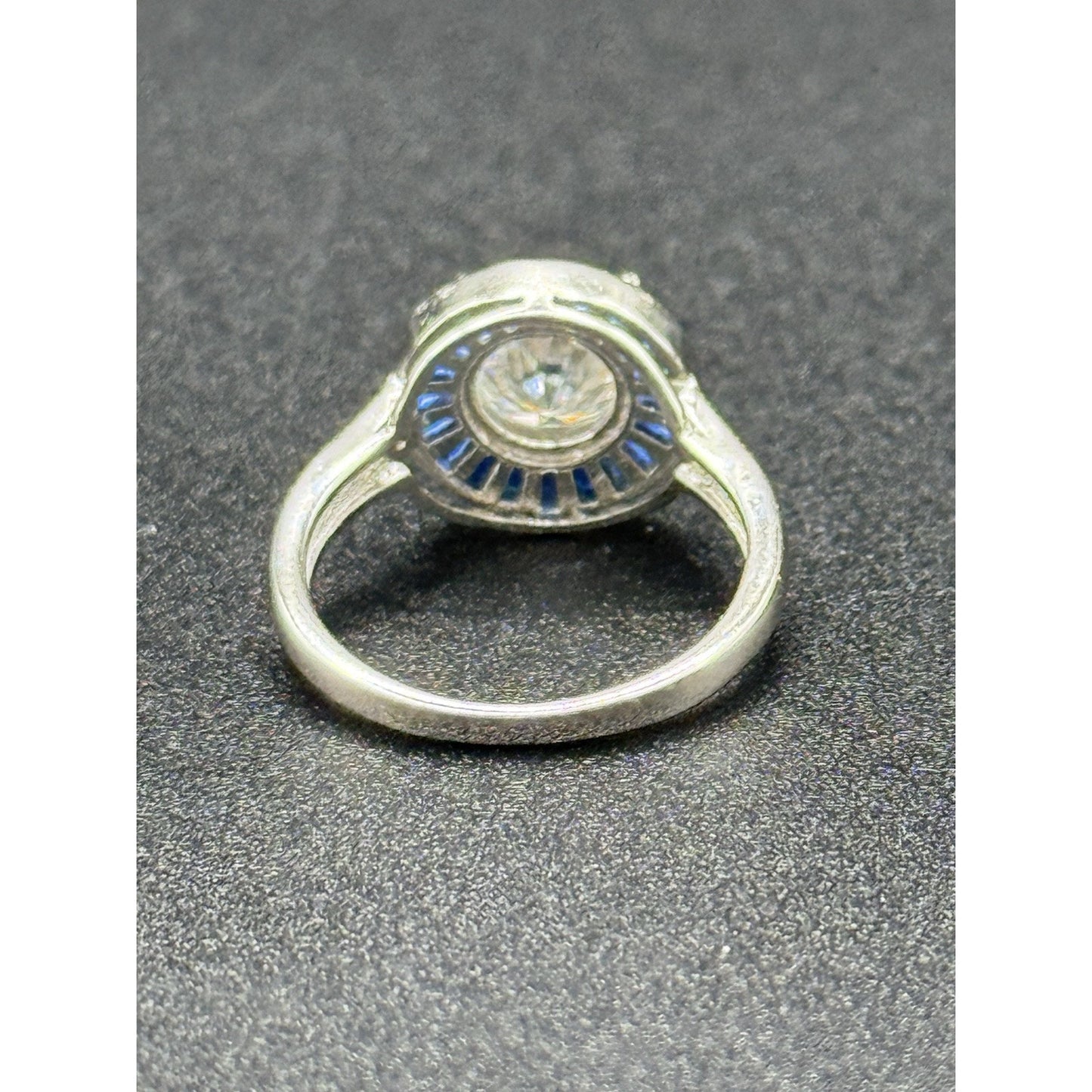 New Condition Sterling Silver Moissanite Blue Cubic Zirconia Ring Size 5.75