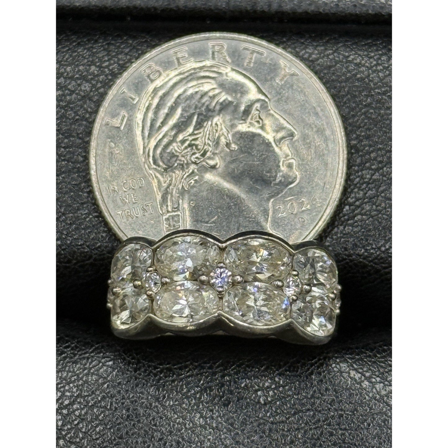Jose Hess Sterling Silver Oval Cubic Zirconia Statement Ring Size 5.75 Q21