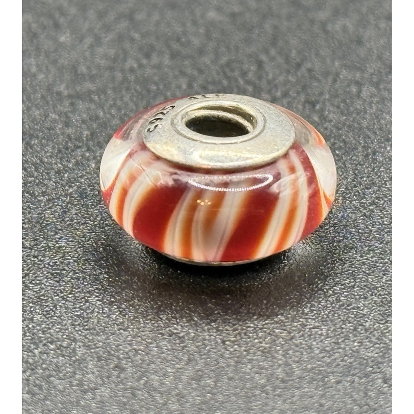 Pandora Candy Stripe Sterling Silver Murano Glass Charm ALE P13