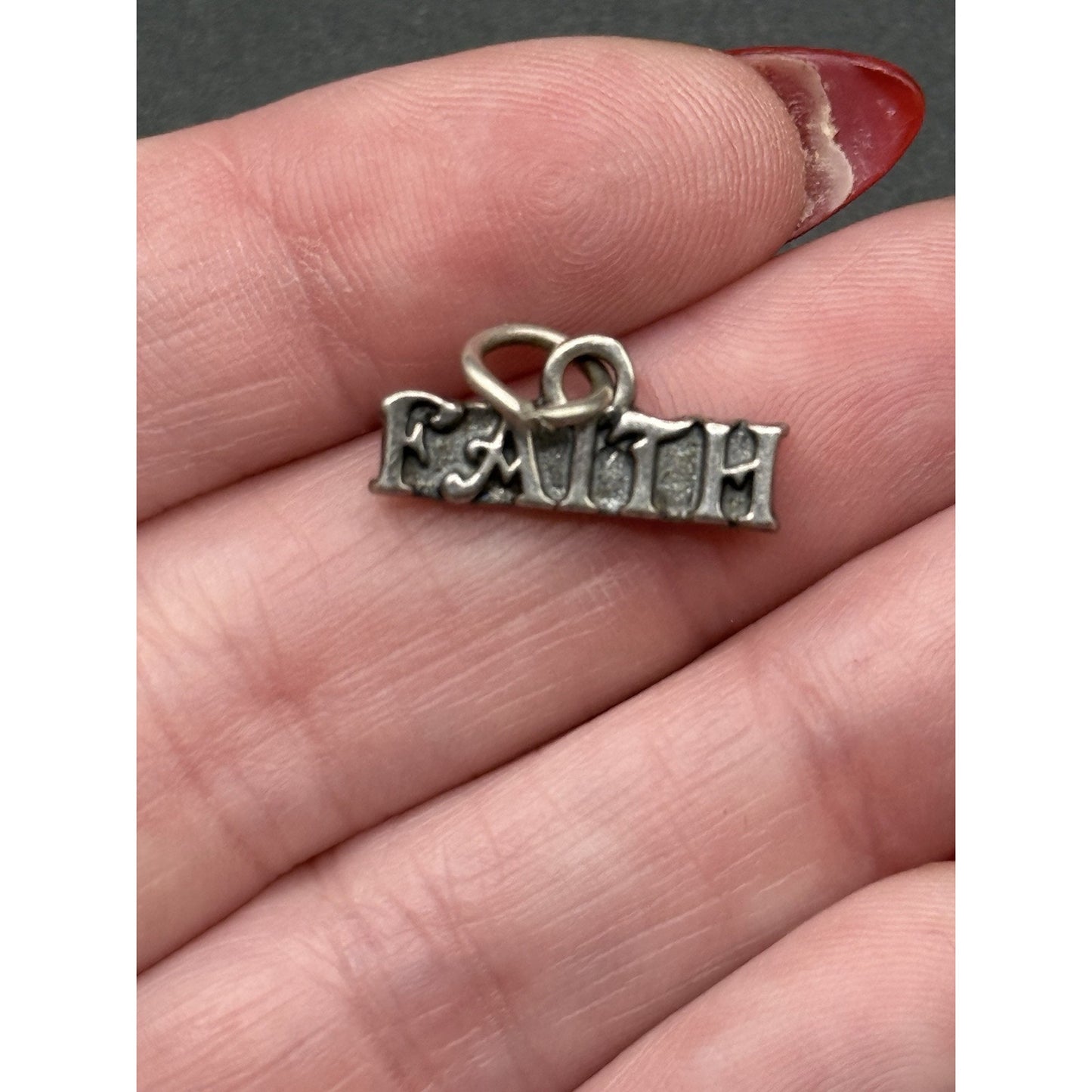 Vintage Sterling Silver “Faith” Charm 925 N20