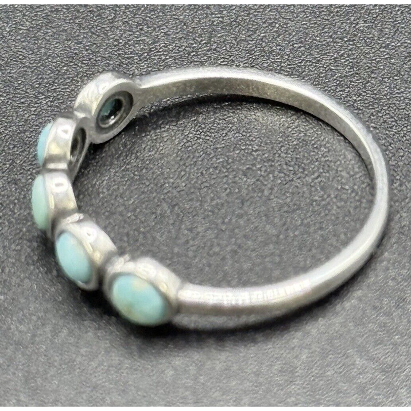 New Condition Sterling Silver 5-Stone Genuine Turquoise Ring Size 6.50