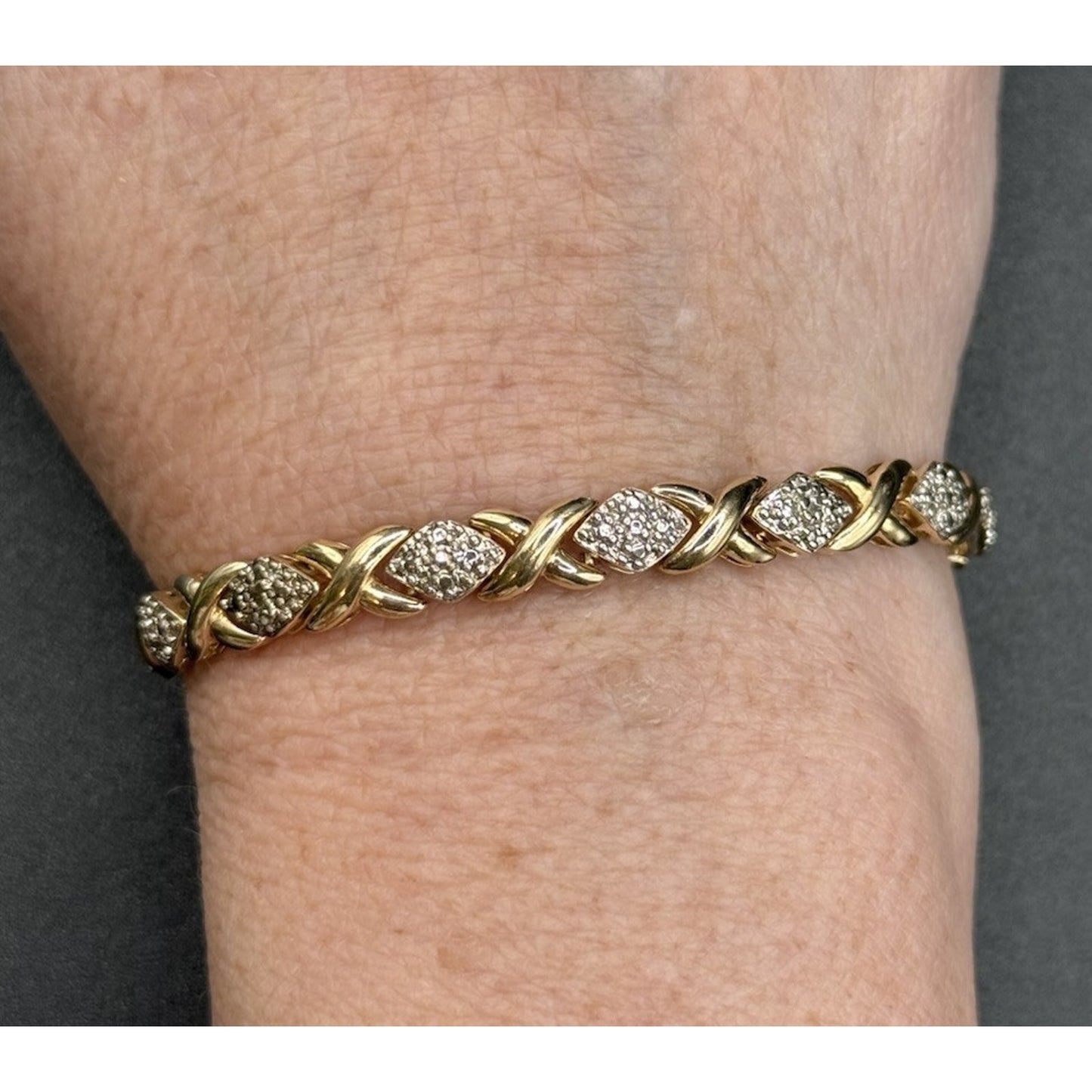 7.5” Gold Sterling Silver Illusion Bracelet 17 Grams P6