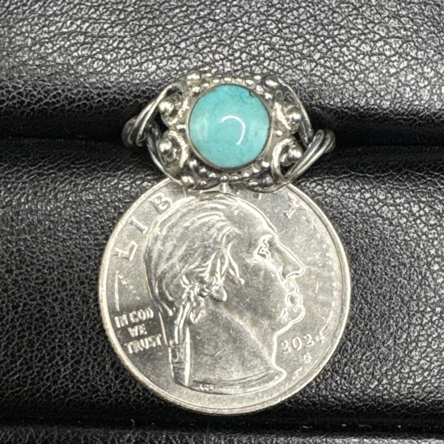 EUC Sterling Silver Turquoise Wire Wrap Ring 925 Size 7 P2