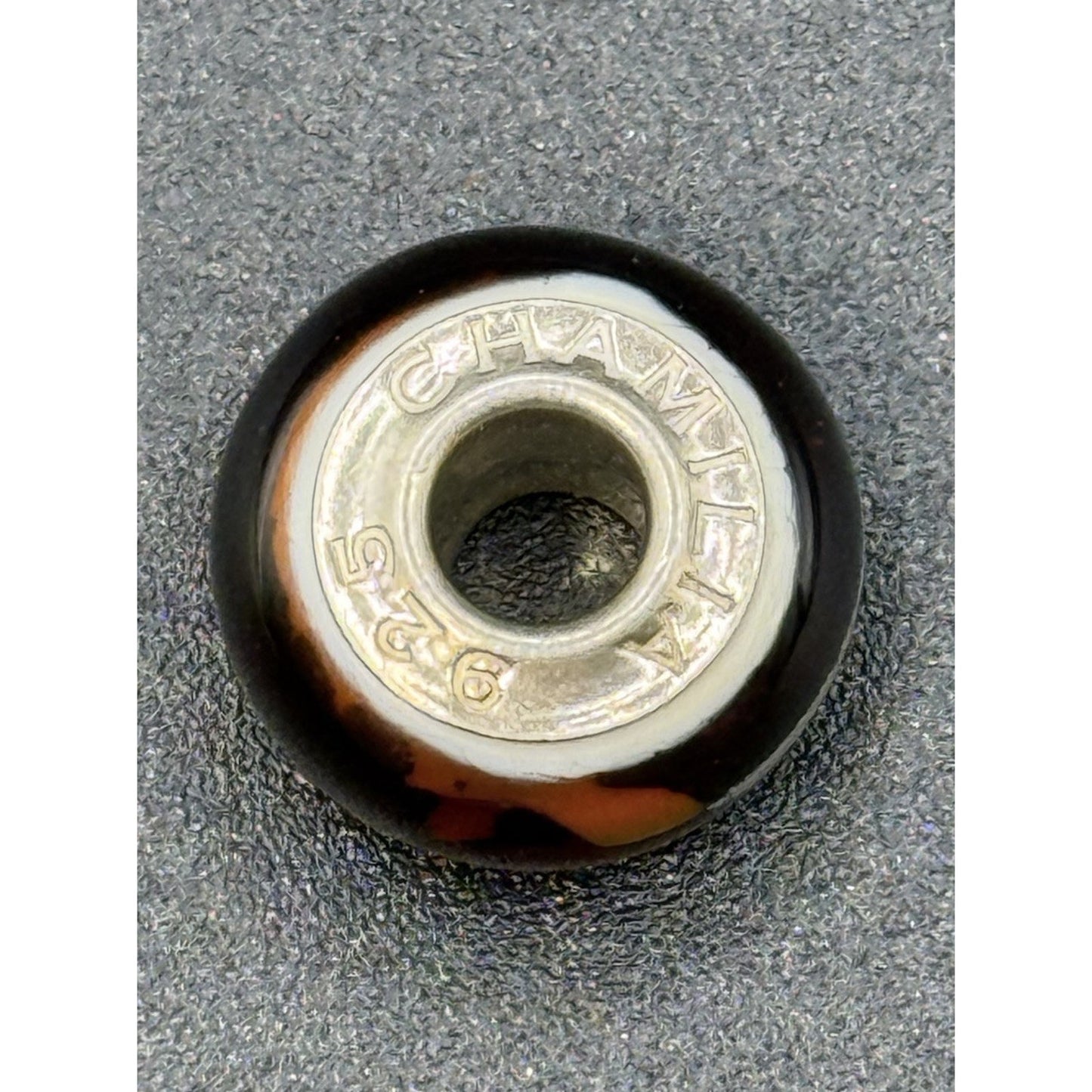 Chamilia Sterling Silver Brown Swirl Murano Glass Charm P19