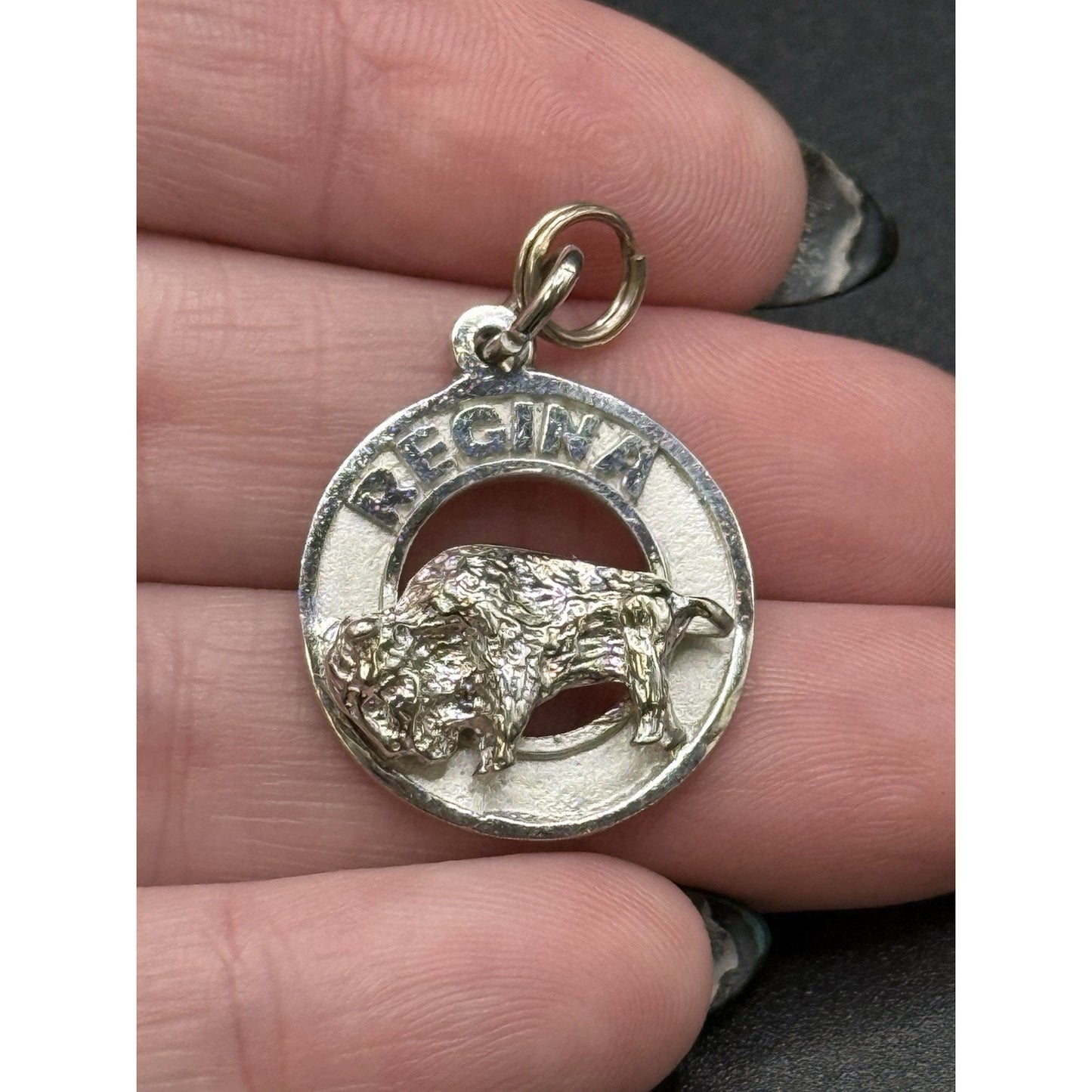 Vintage Sterling Silver Regina Canada Buffalo Charm Souvenir 925 P10