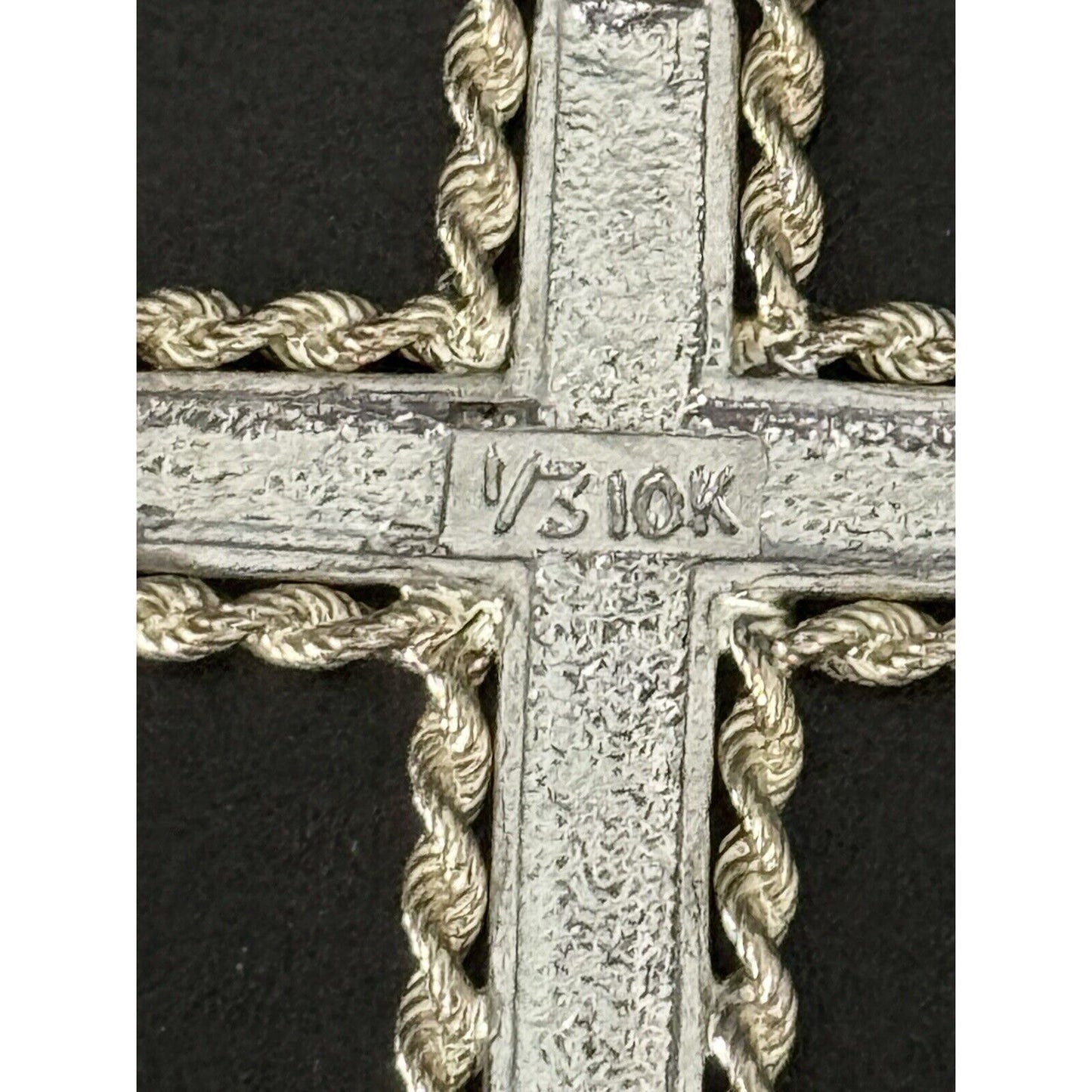 Sterling Silver 10k Rope Frame Cross Pendant 925 M28