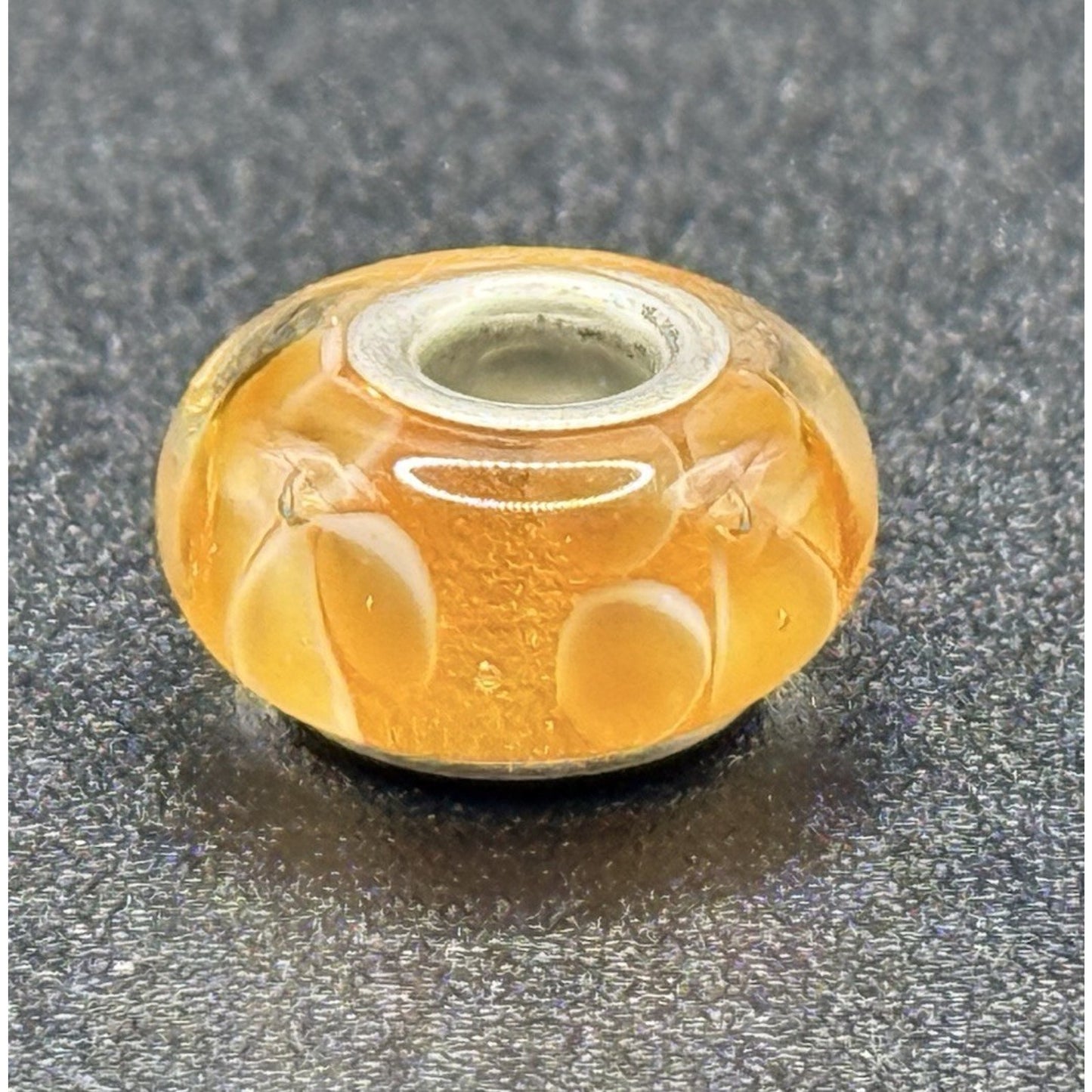 Camilla Sterling Silver Orange & White Flower Murano Glass Charm P18