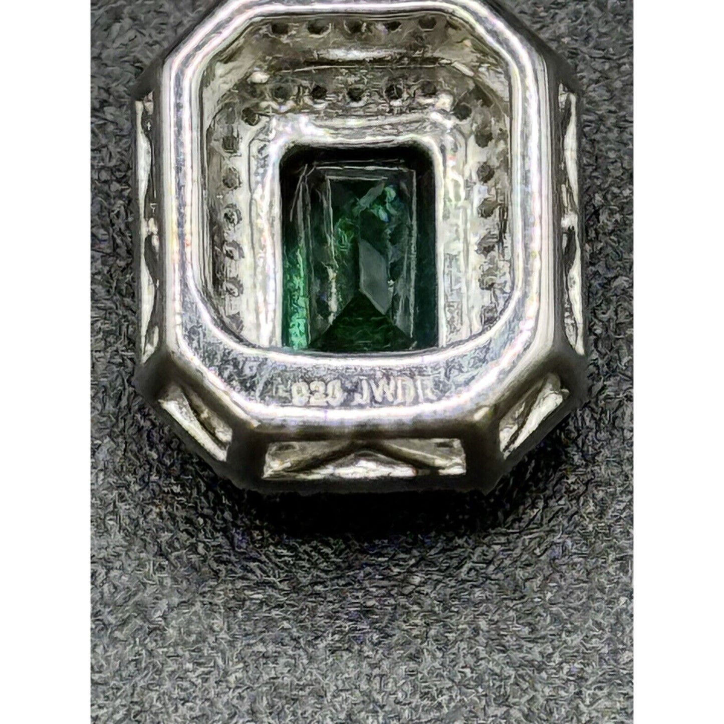 New Condition Sterling Silver Lab Created Emerald White Sapphire Earrings