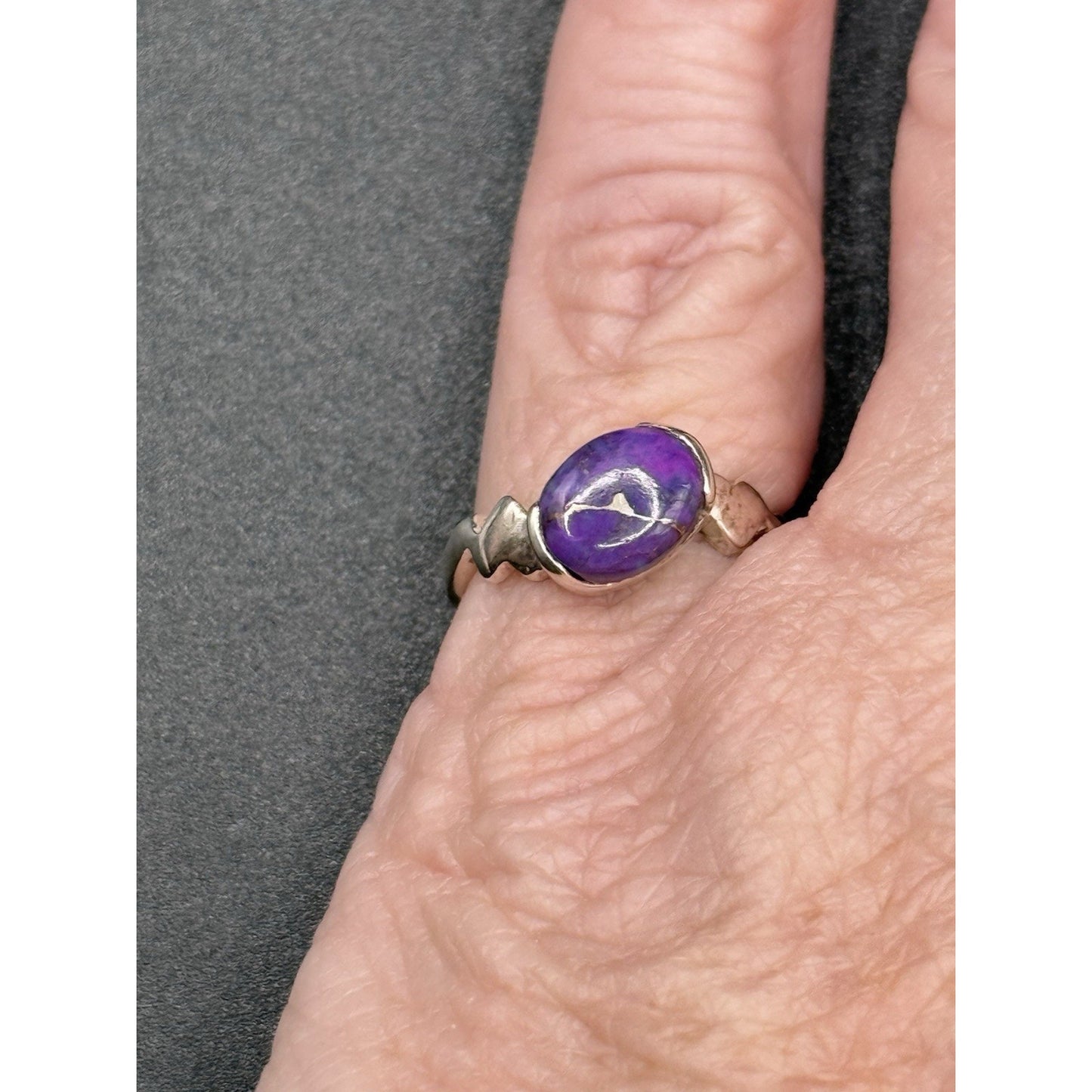 New Condition Sterling Silver Copper Purple Turquoise Ring Size 5.00 P19
