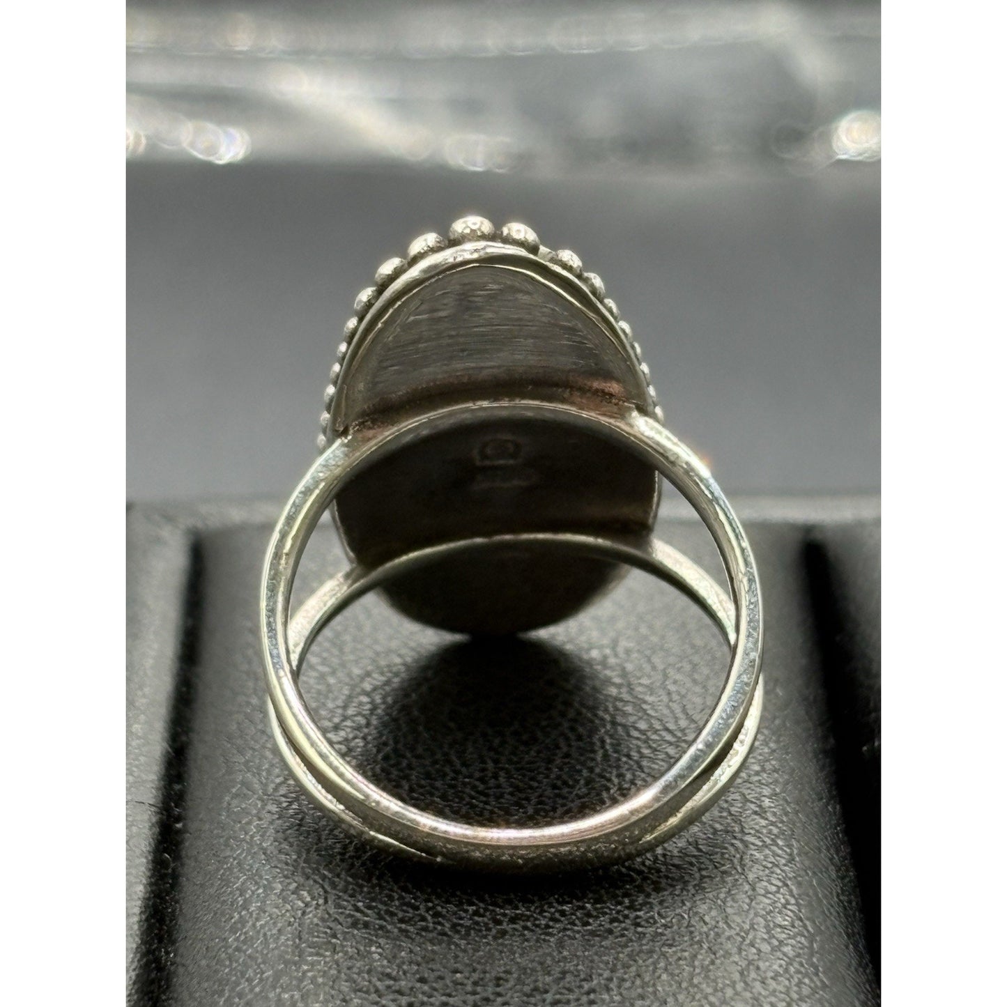 New Condition Sterling Silver Onyx Oblong Ring Size 7
