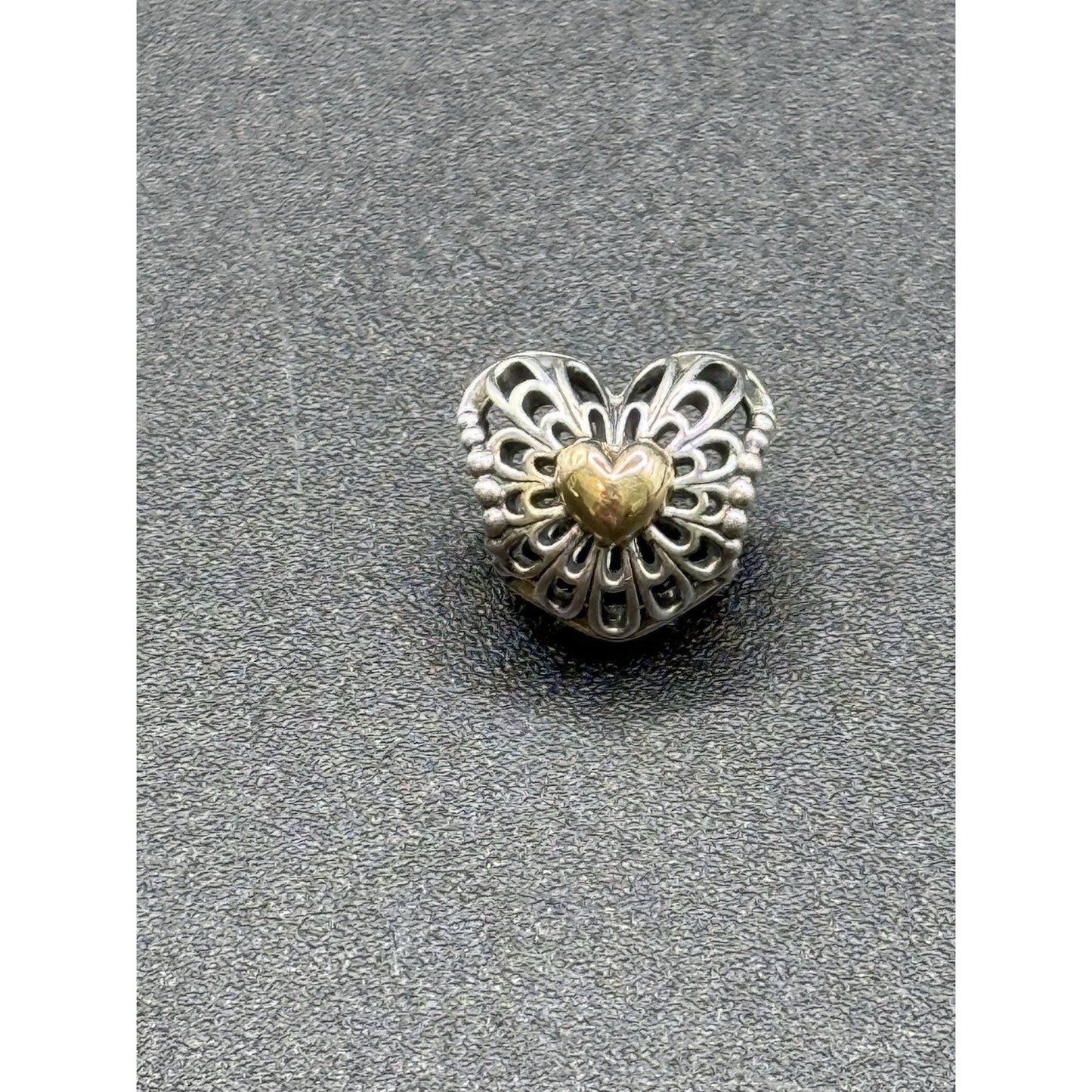 Pandora Open Filigree Dual Tone Sterling Silver & Gold Charm 925 ALE P12