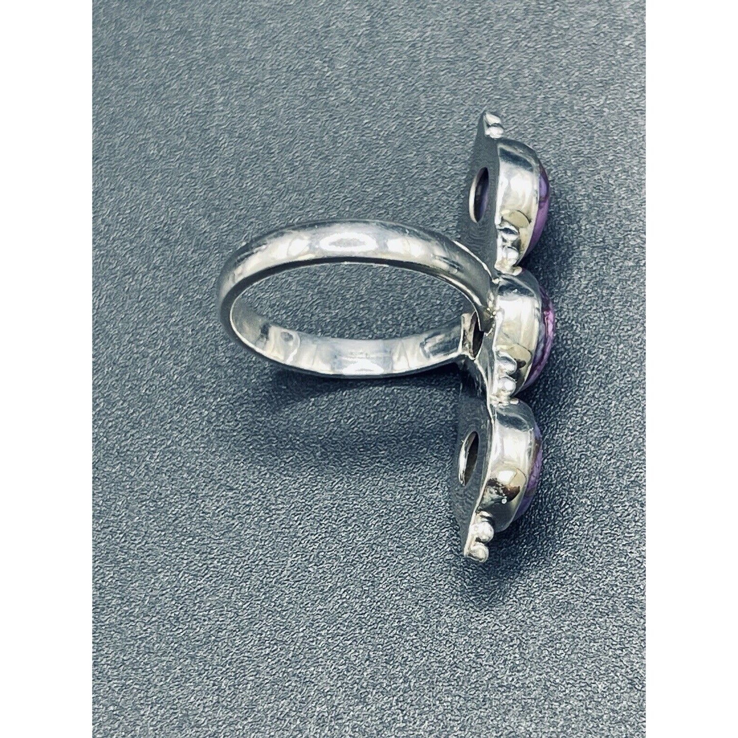 New Condition Sterling Silver Purple Copper Turquoise Ring Size 7.00