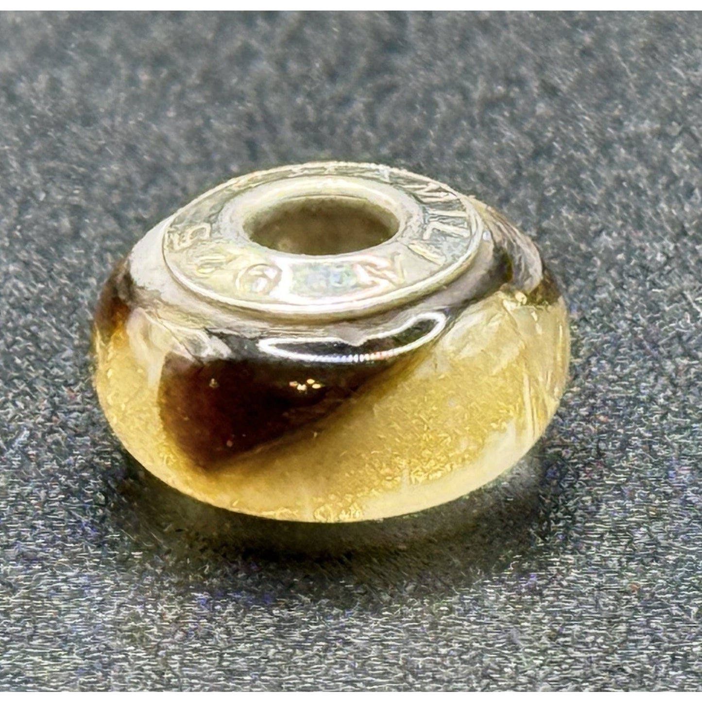 Camilia Sterling Silver Shimmering Gold & White Murano Glass Charm P19