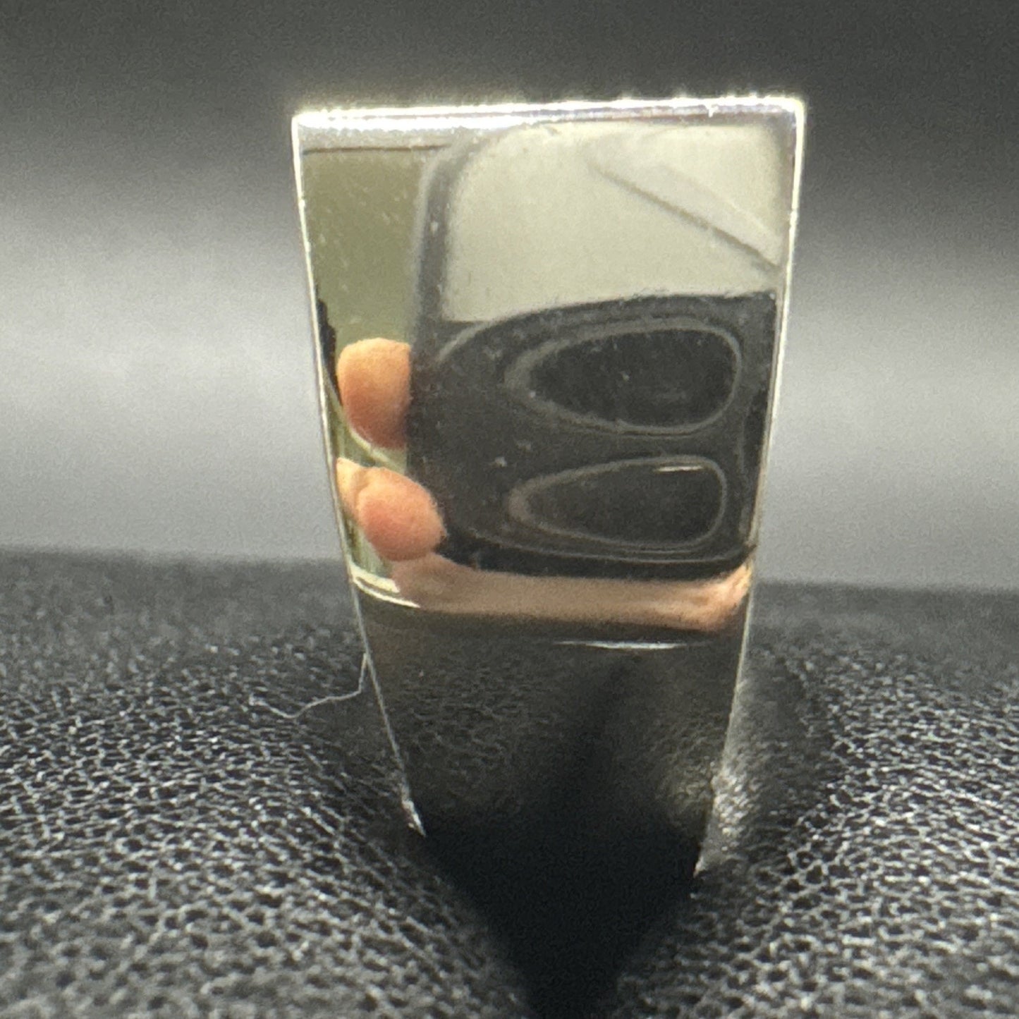 New Condition Sterling Silver Ladder Texture Signet Ring 8g 925 Size 10