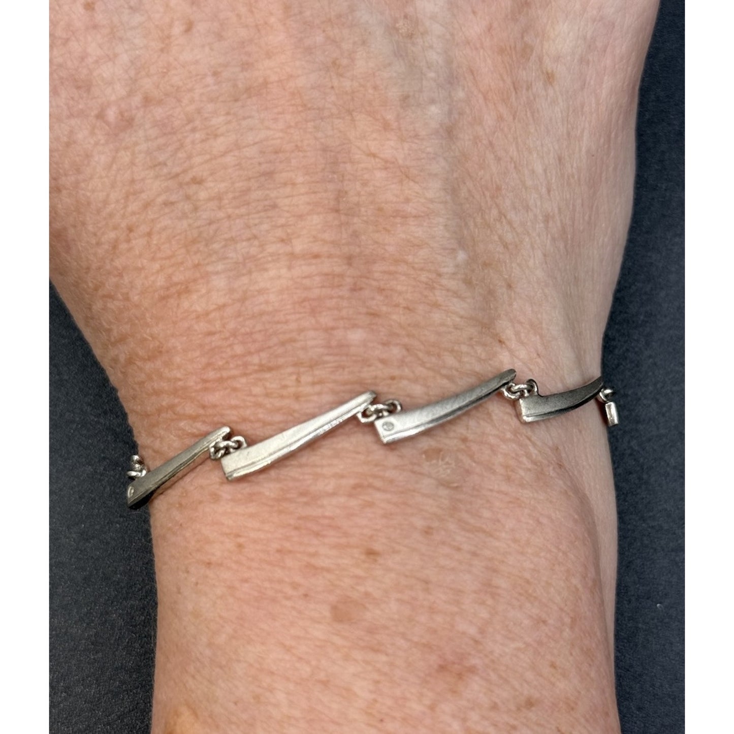 7.5” Vintage MCM Sterling Silver Link Bracelet P5