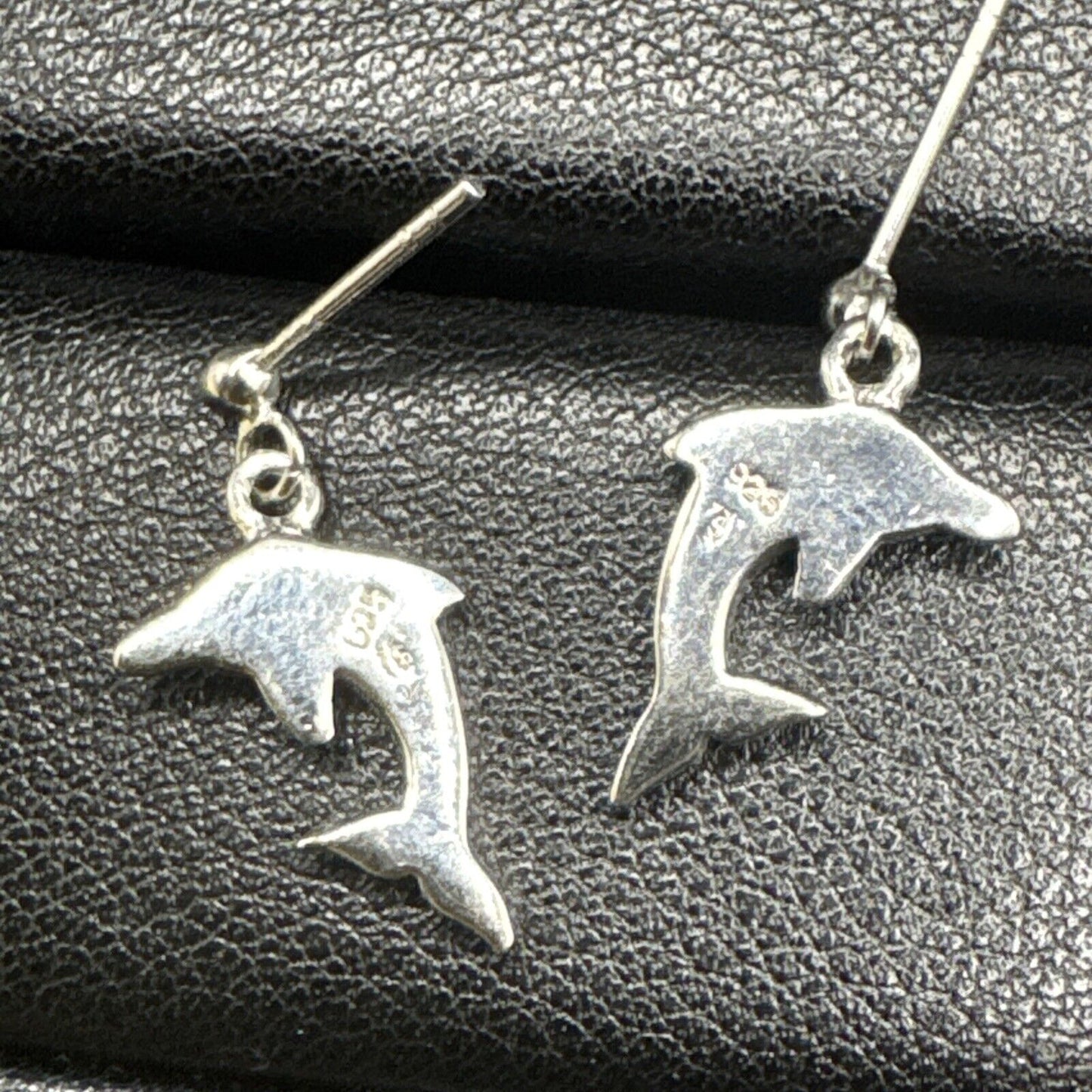 New Condition Lab Blue Opal Dolphin Dangle Earrings 925