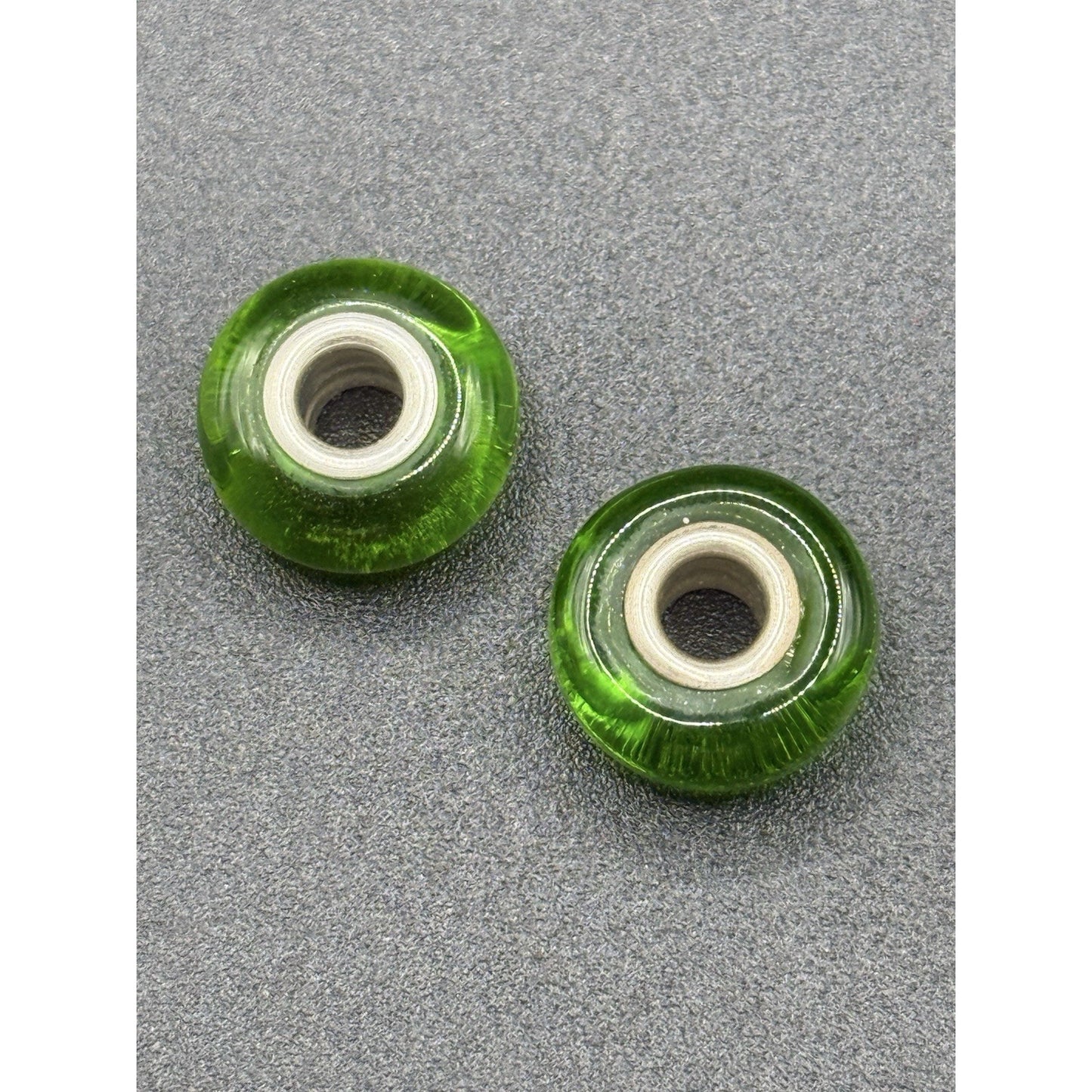 (2) Chamilia Green Shimmering Murano Glass Charms P20