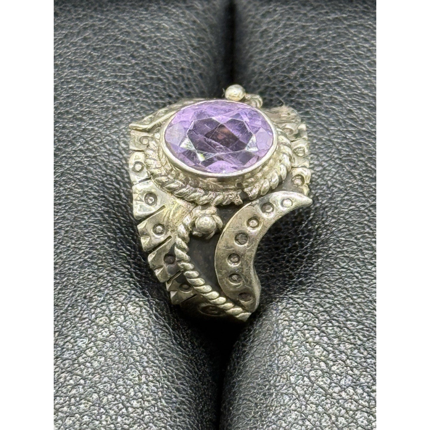 Vintage Sterling Silver Genuine Amethyst Ring Size 7.50 925 Q3