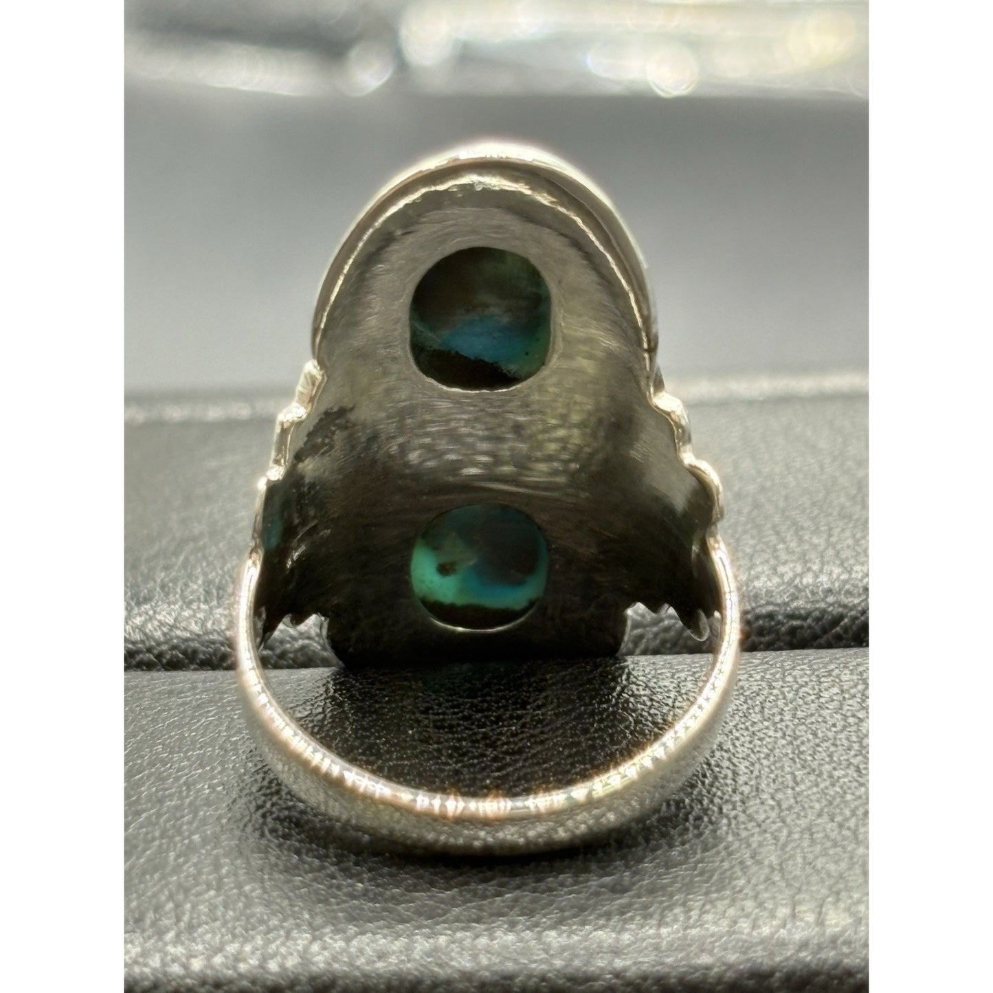 New Condition Sterling Silver Double Turquoise Ring Size 6 925