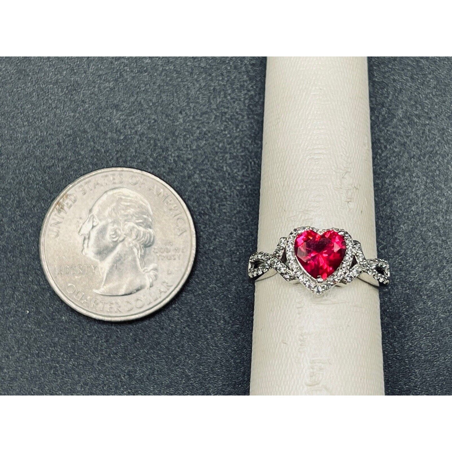 STS Sterling Silver Lab Created Ruby White Sapphire Ring Size 6.50 K18
